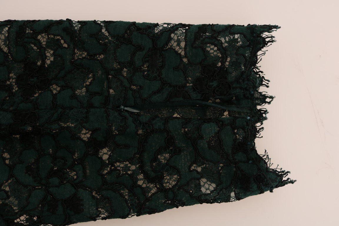 High Waist Floral Lace Slim Trousers - ventzia