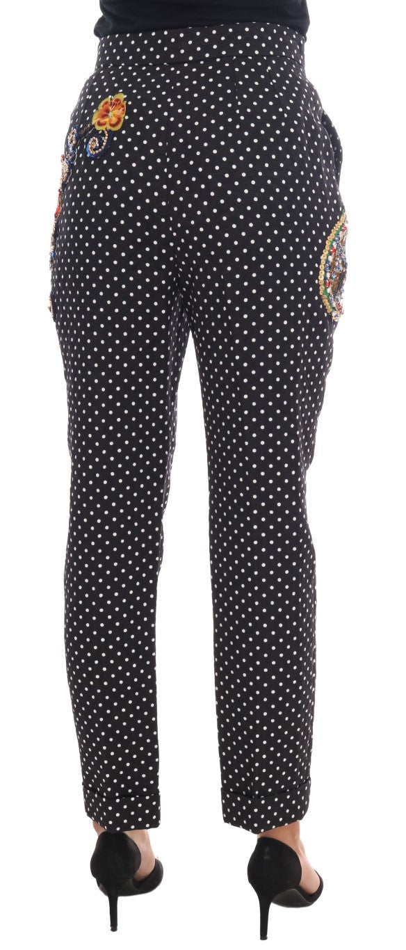 Elegant Polka Dot Embellished Trousers - ventzia