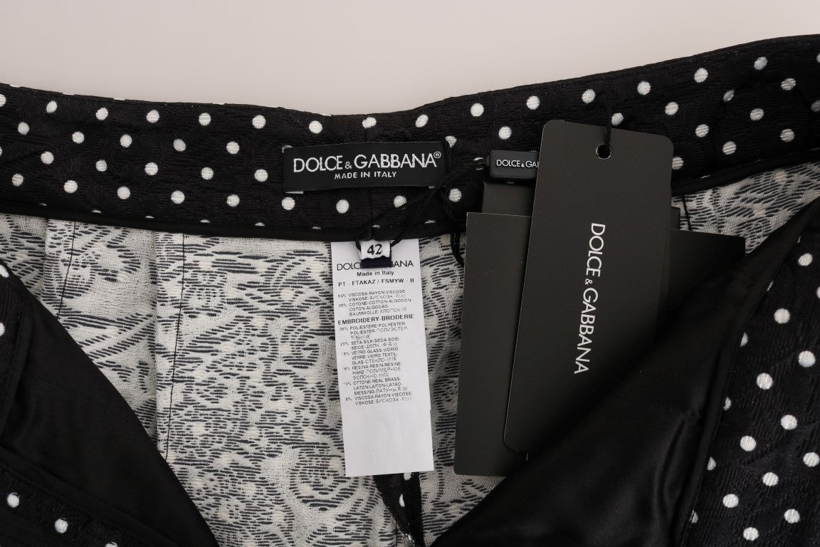 Elegant Polka Dot Embellished Trousers - ventzia