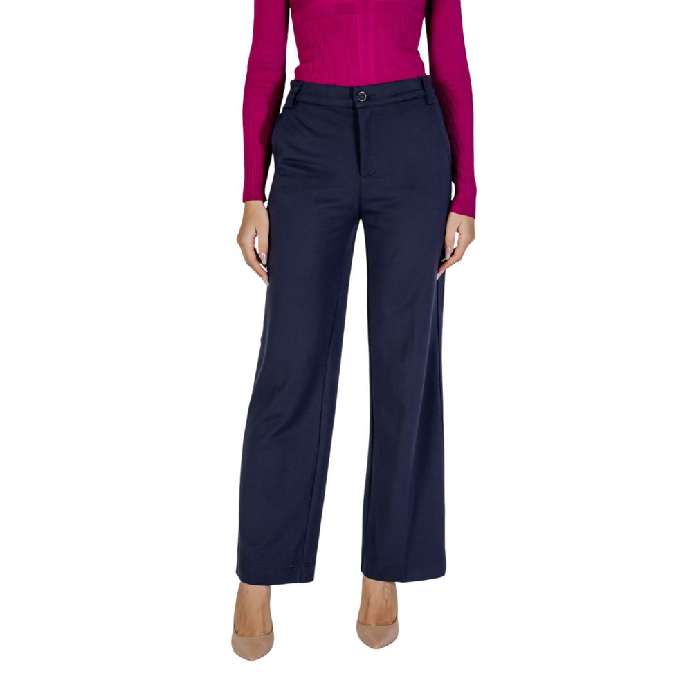 Blue Viscose Casual Pants - ventzia
