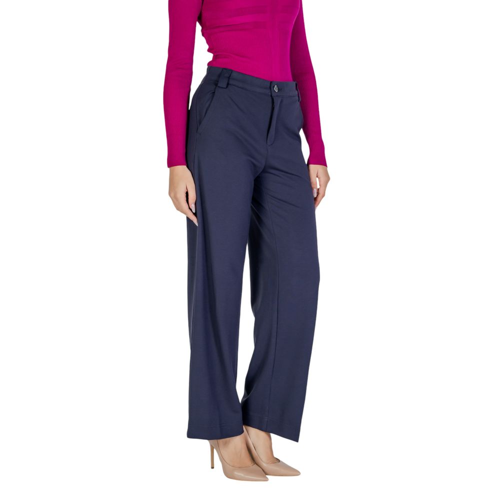 Blue Viscose Casual Pants - ventzia