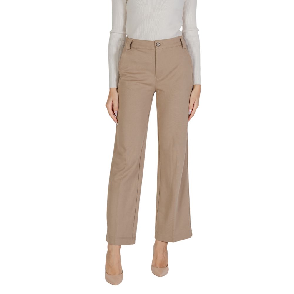 Beige Viscose Casual Pants - ventzia