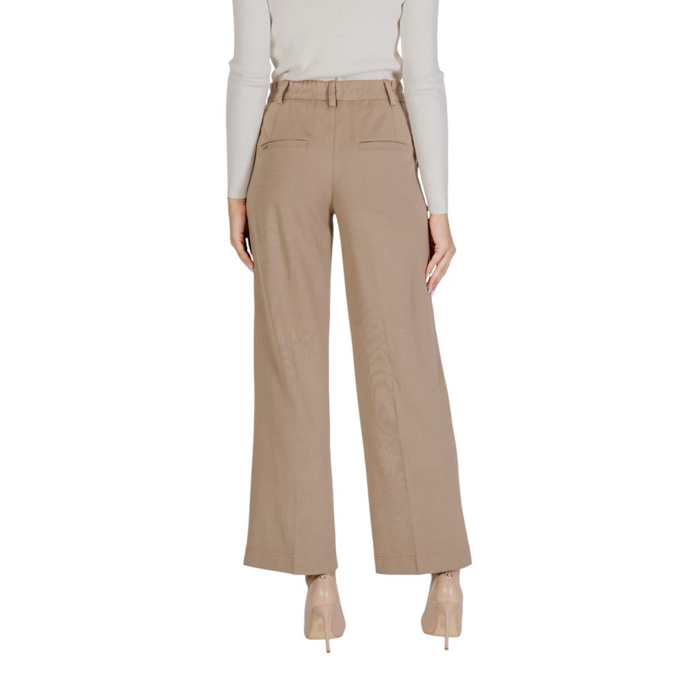 Beige Viscose Casual Pants - ventzia