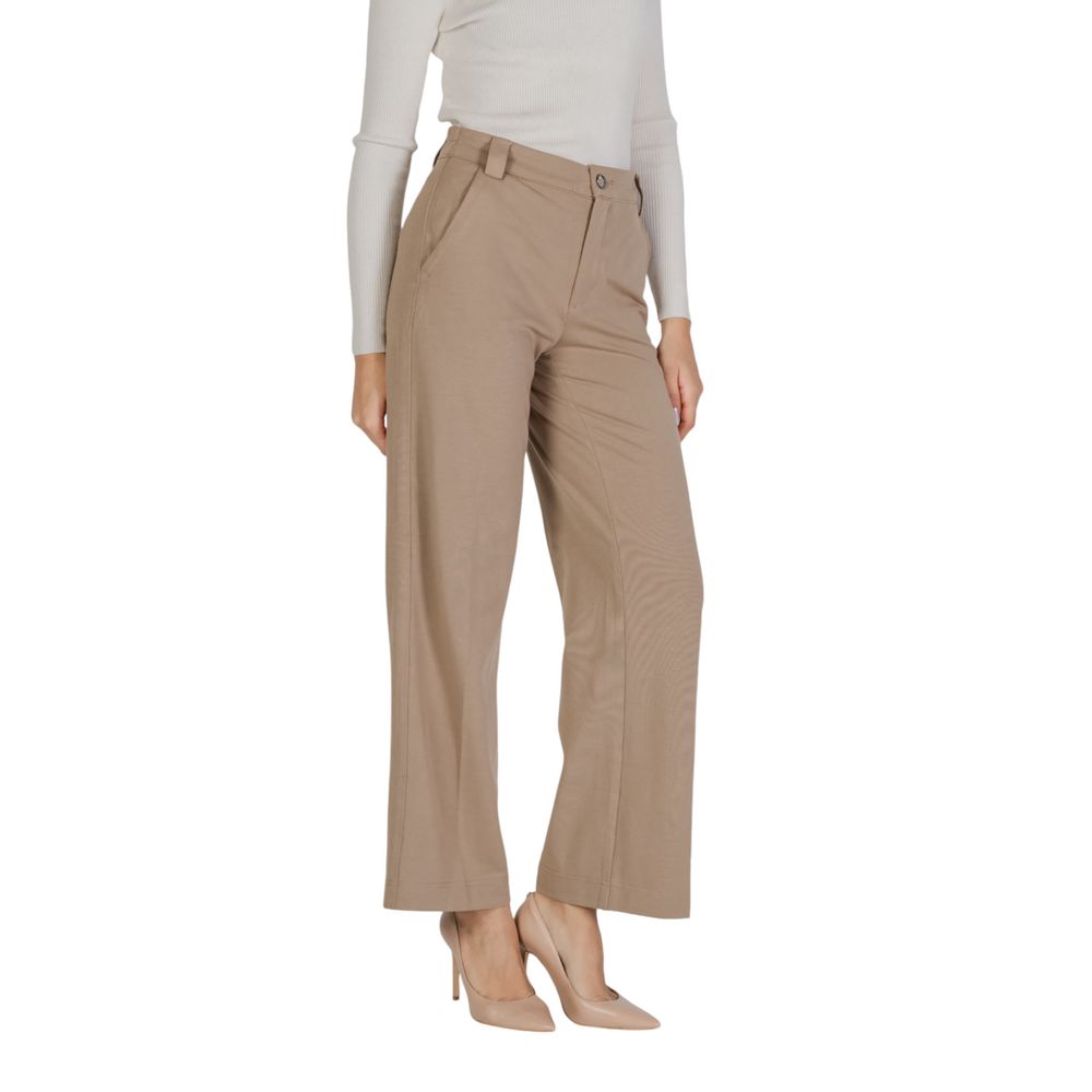 Beige Viscose Casual Pants - ventzia