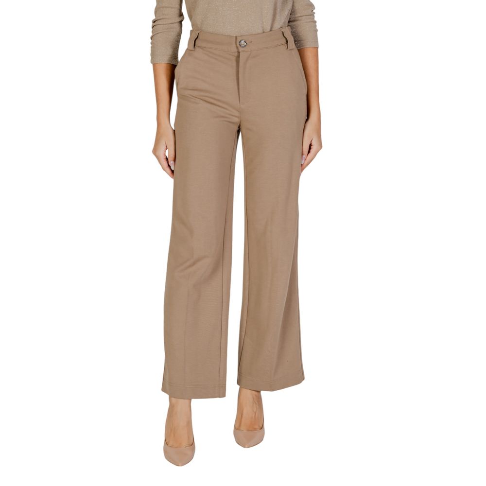 Beige Viscose Casual Pants - ventzia
