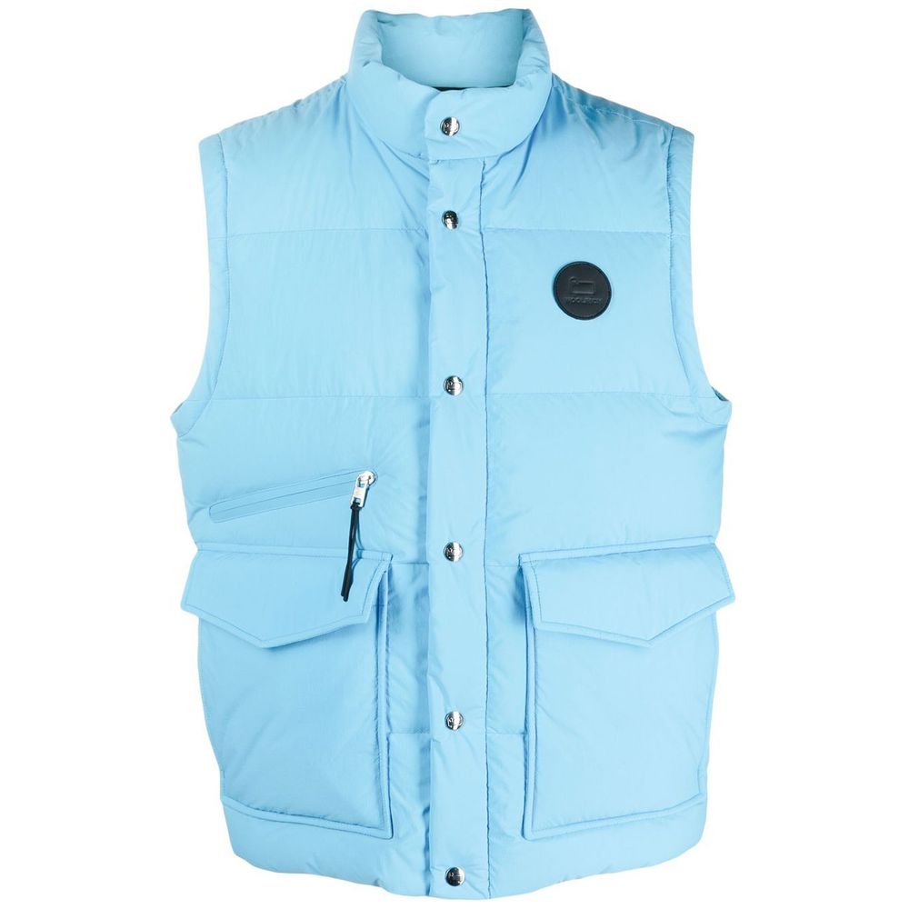 Light Blue Polyester Men Vest - ventzia