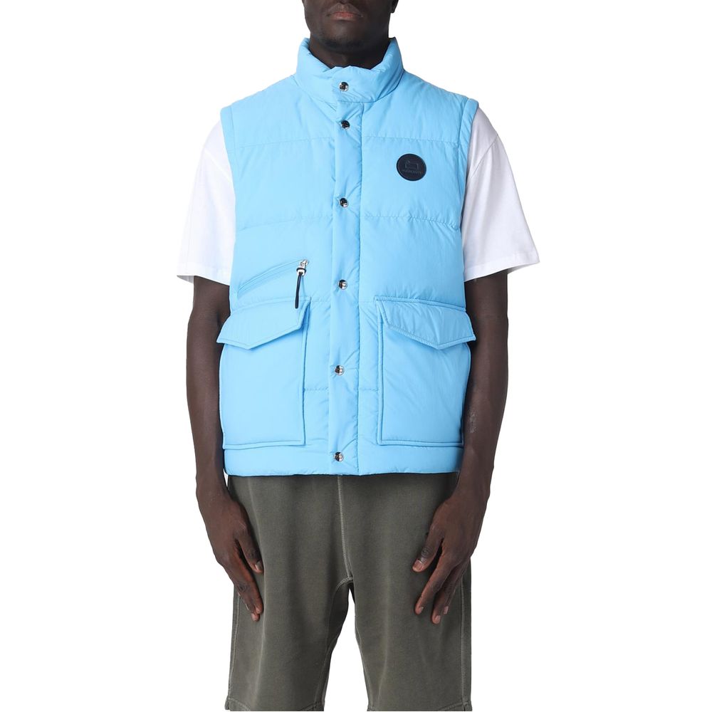 Light Blue Polyester Men Vest - ventzia