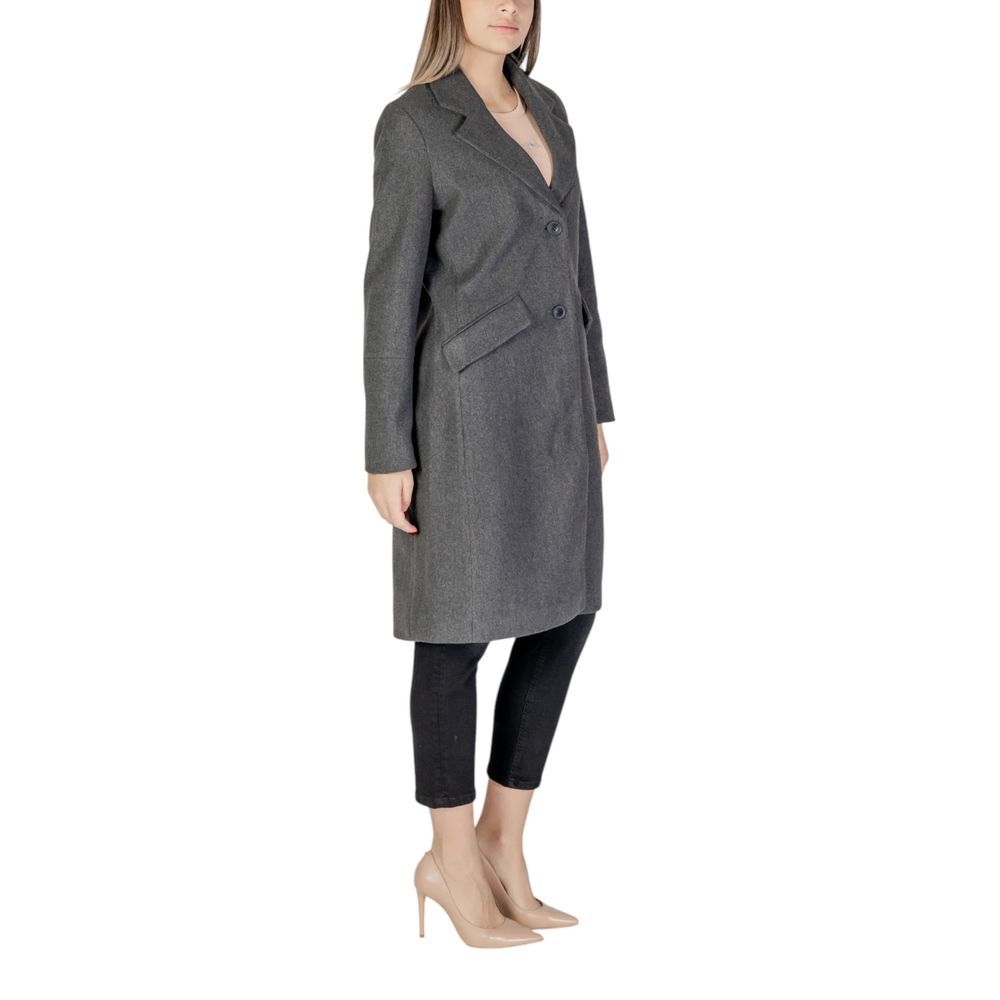 Gray Polyester Coat - ventzia