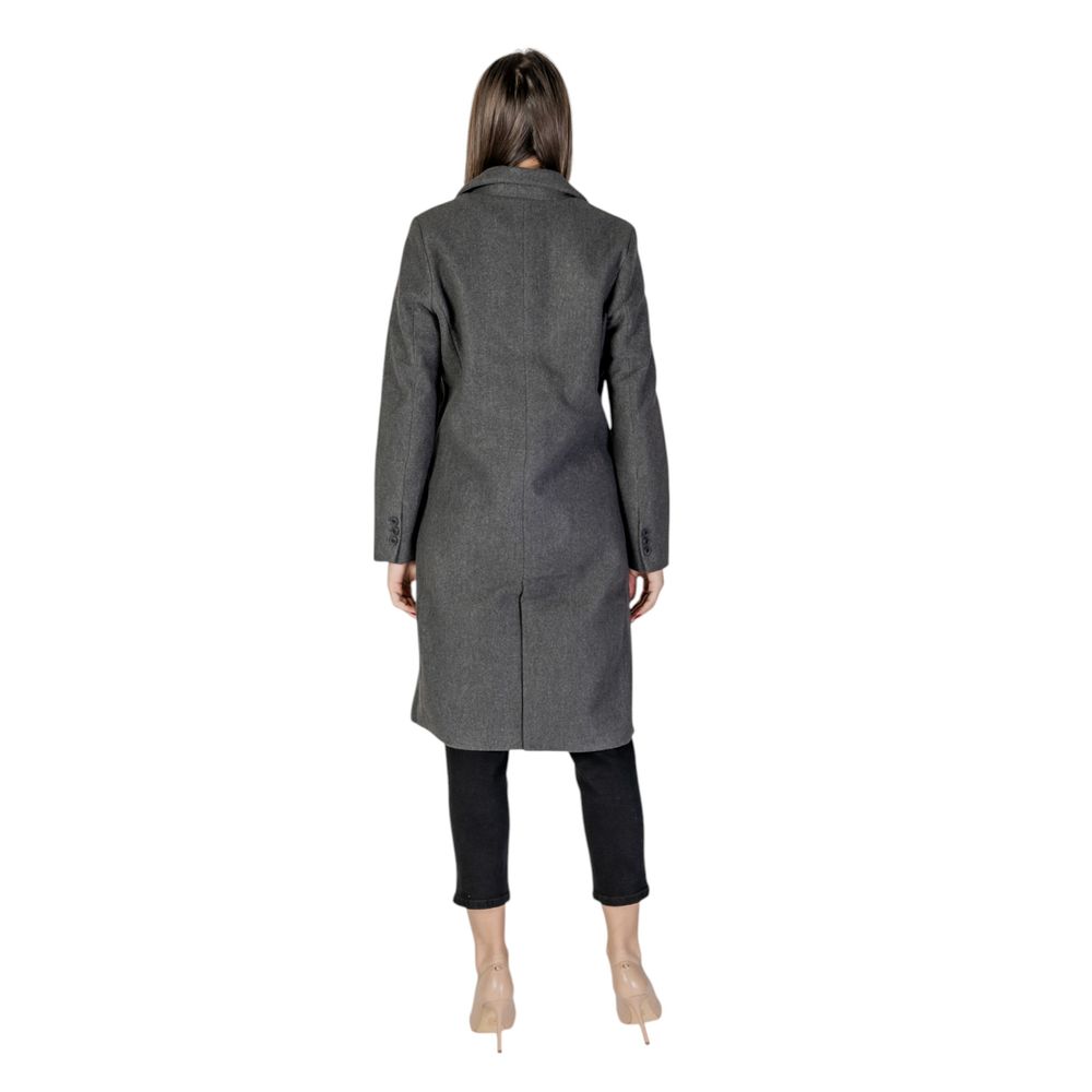 Gray Polyester Coat - ventzia