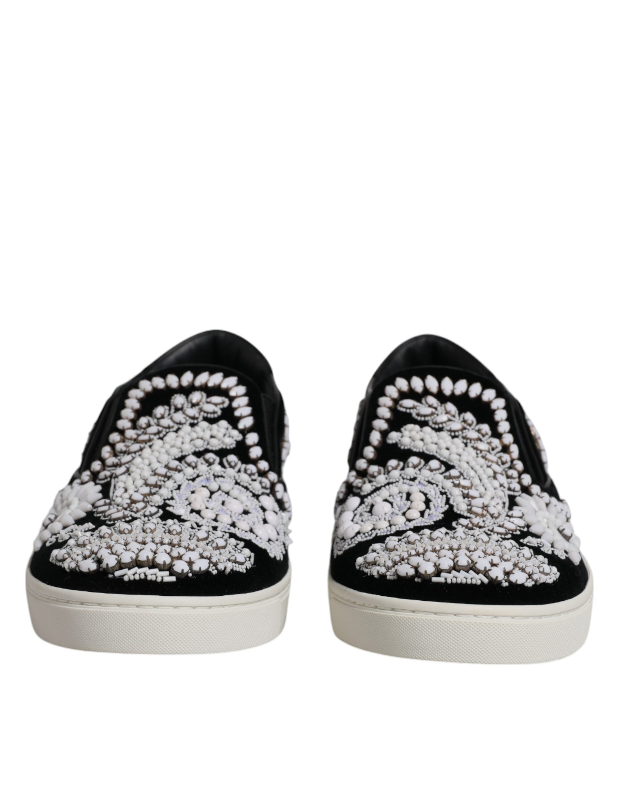 Black Embellished London Men Slip On Shoes - ventzia