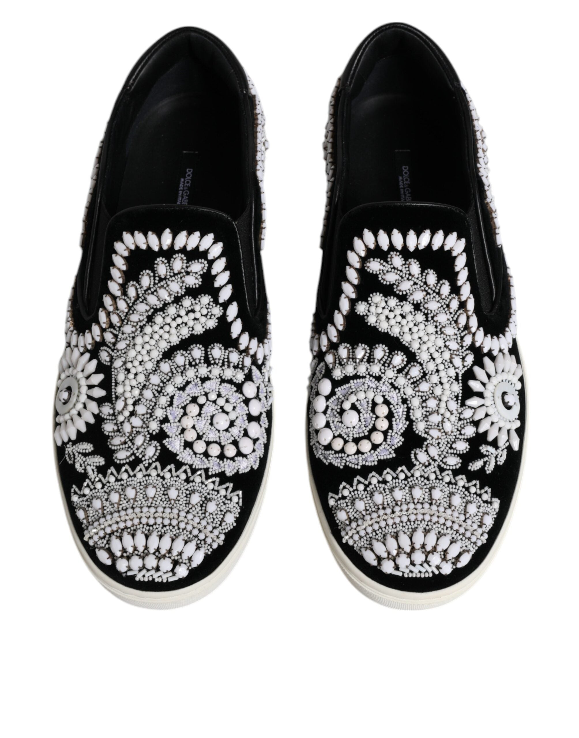 Black Embellished London Men Slip On Shoes - ventzia