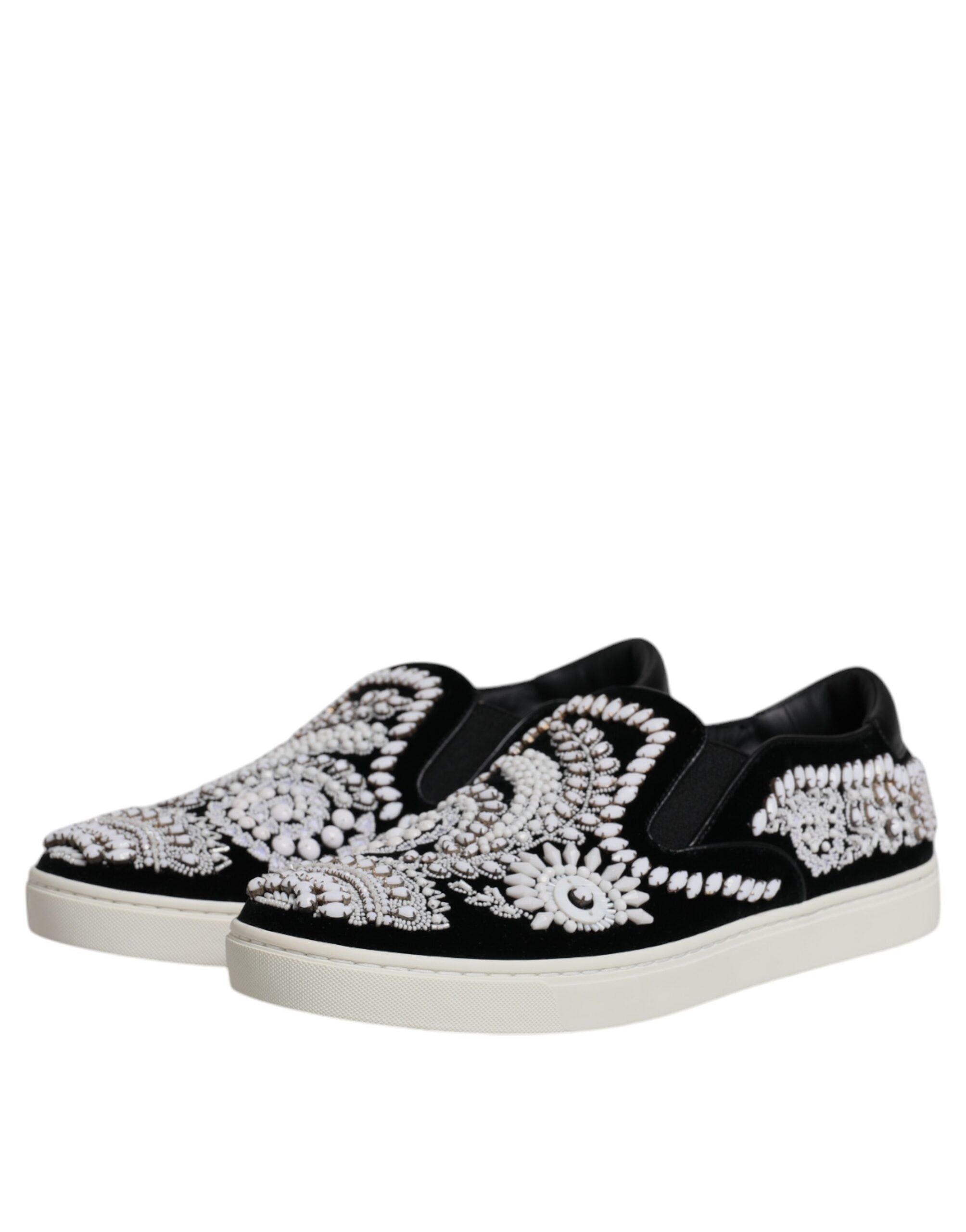 Black Embellished London Men Slip On Shoes - ventzia