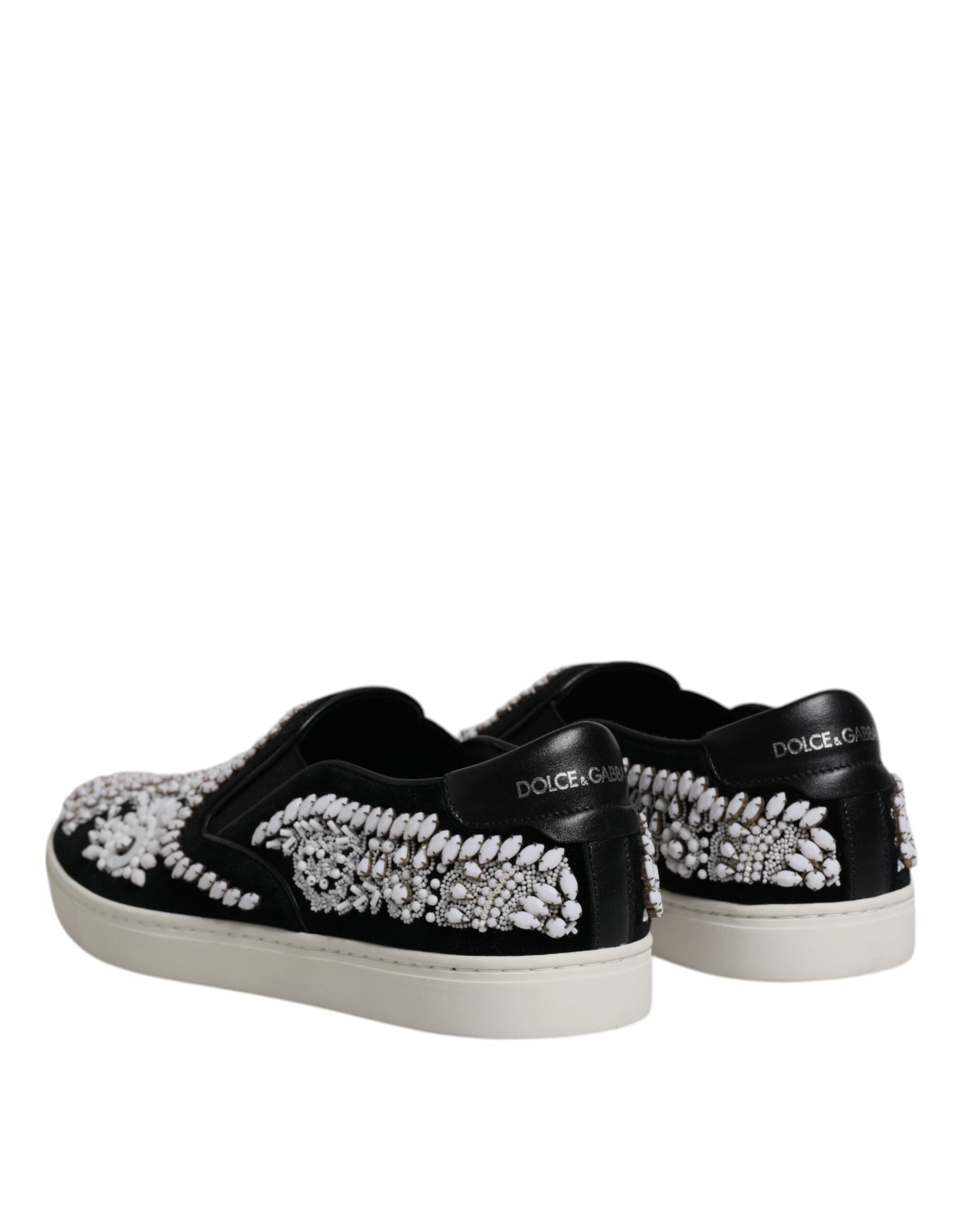 Black Embellished London Men Slip On Shoes - ventzia