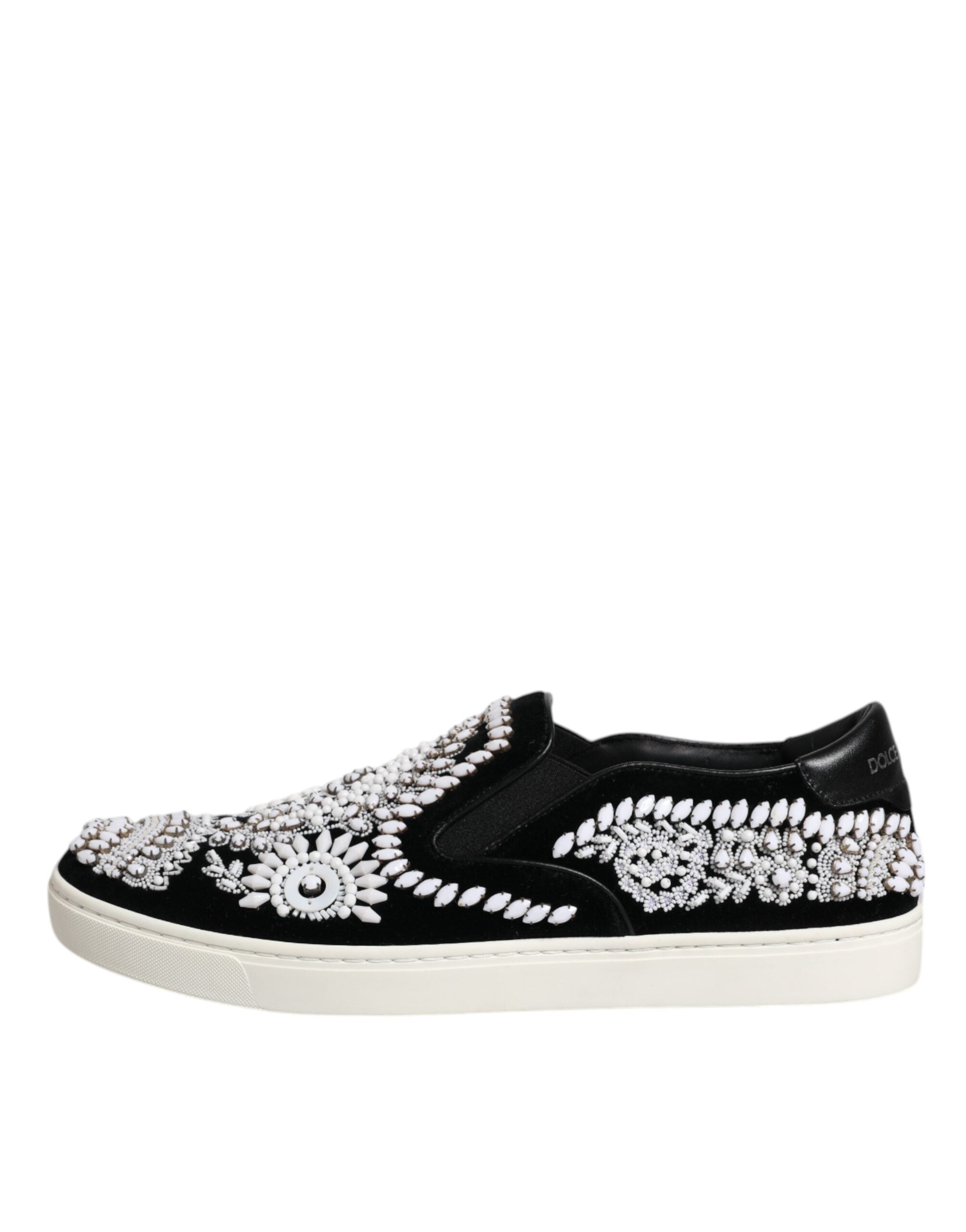 Black Embellished London Men Slip On Shoes - ventzia