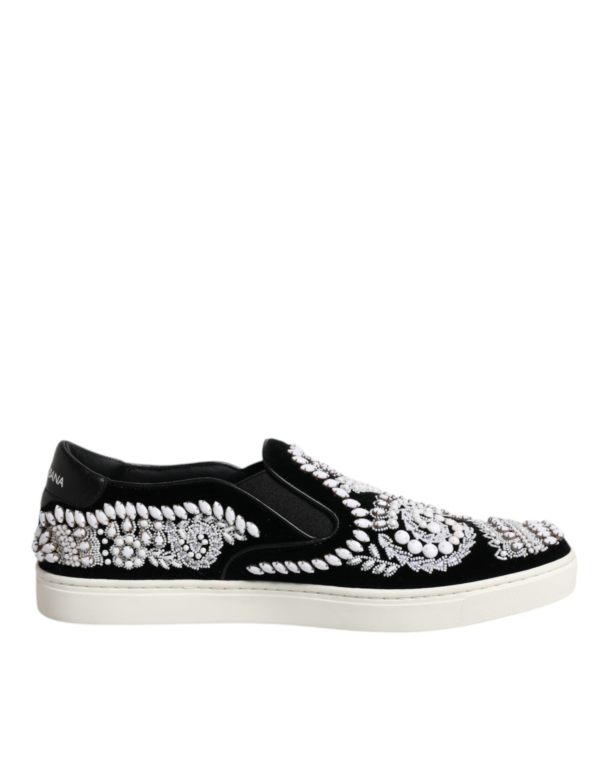 Black Embellished London Men Slip On Shoes - ventzia