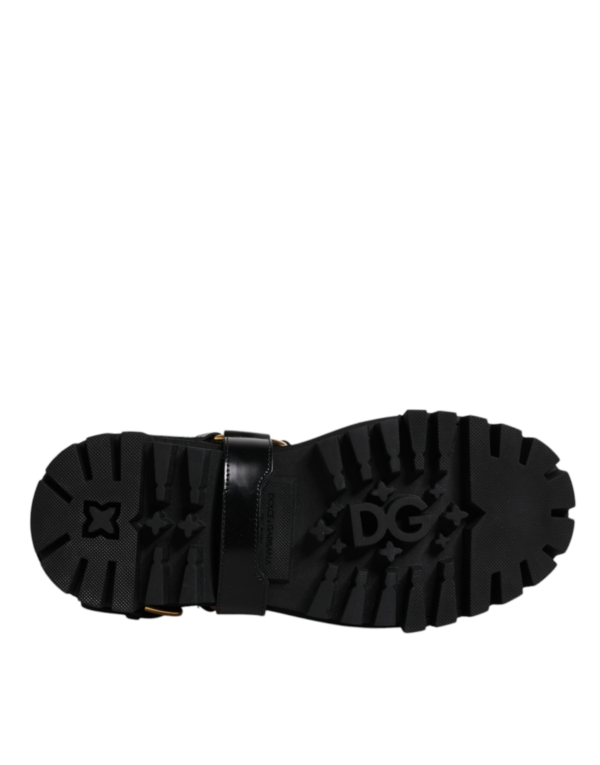 Black Leather Slip On Stretch Trekking Boots Shoes - ventzia