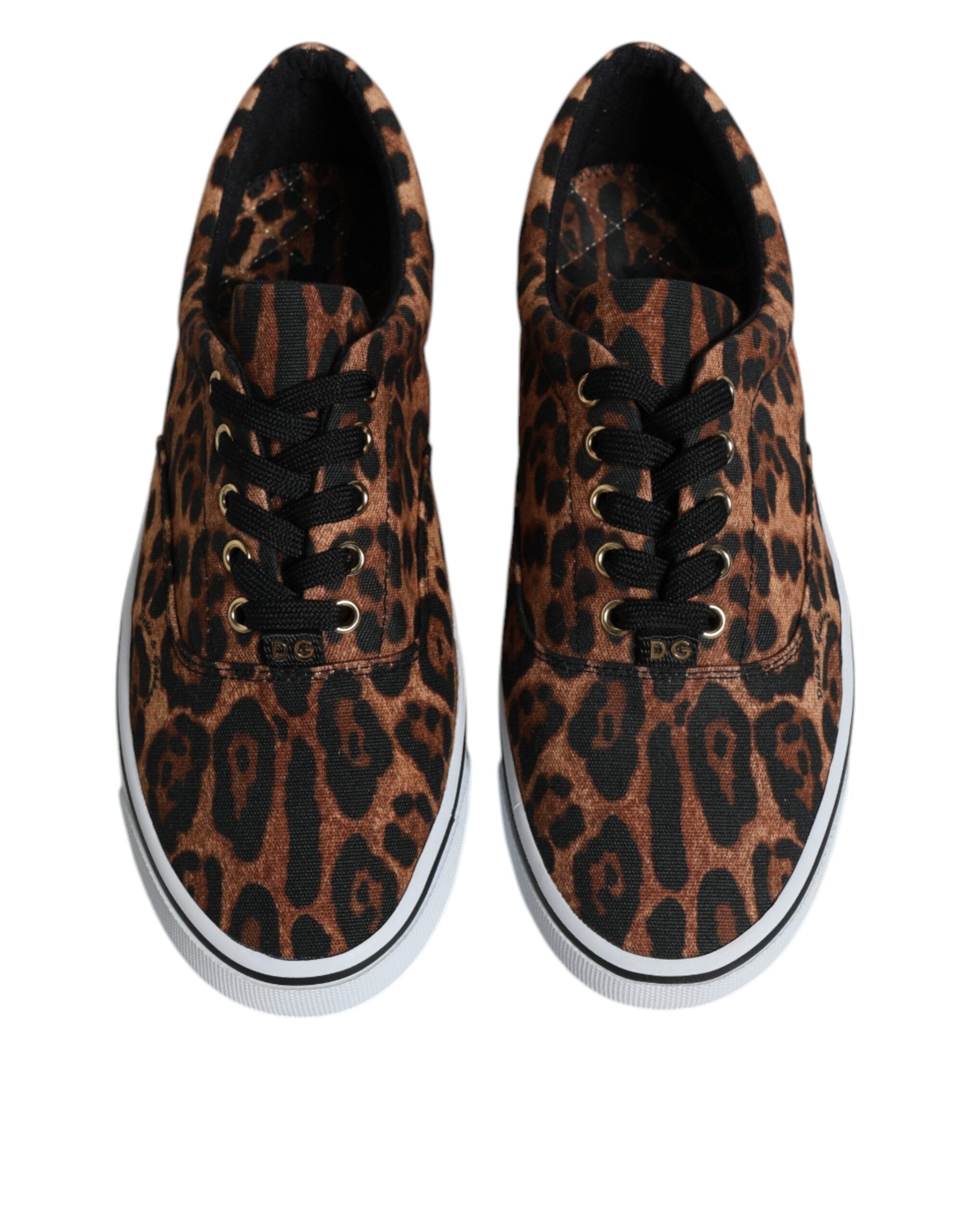 Brown Leopard Logo Print Cotton Sneakers Shoes - ventzia