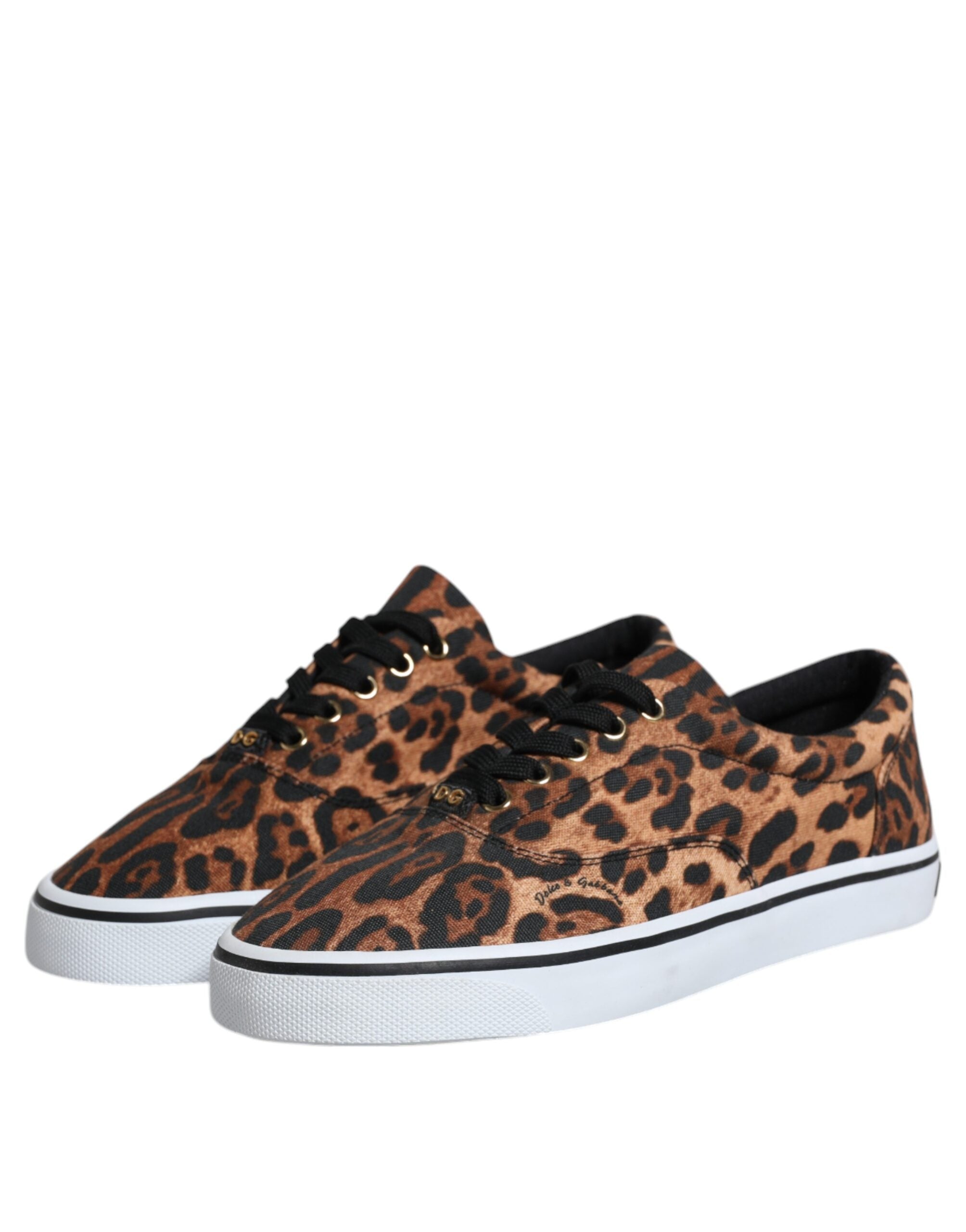 Brown Leopard Logo Print Cotton Sneakers Shoes - ventzia