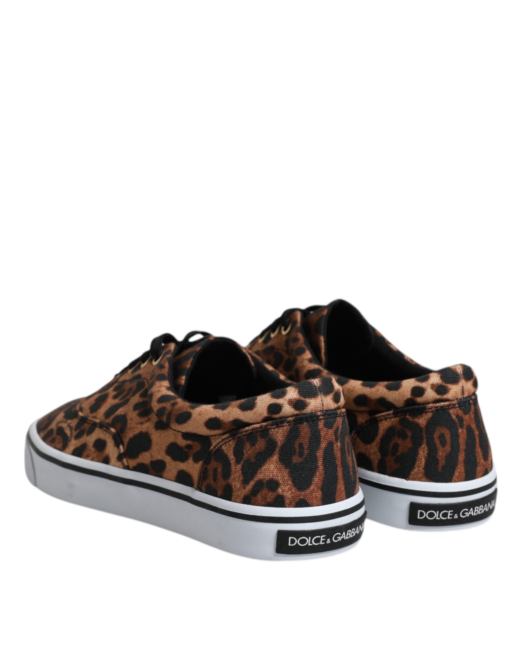 Brown Leopard Logo Print Cotton Sneakers Shoes - ventzia
