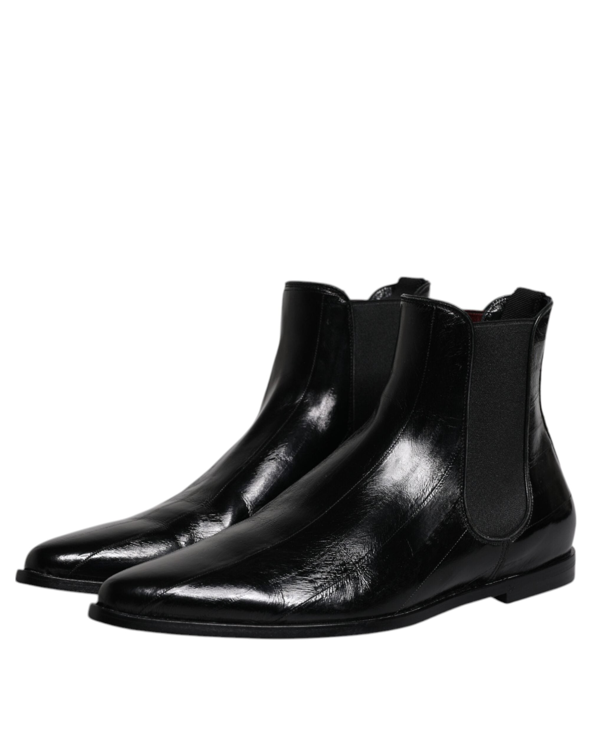 Black Leather Chelsea Men Ankle Boots Shoes - ventzia
