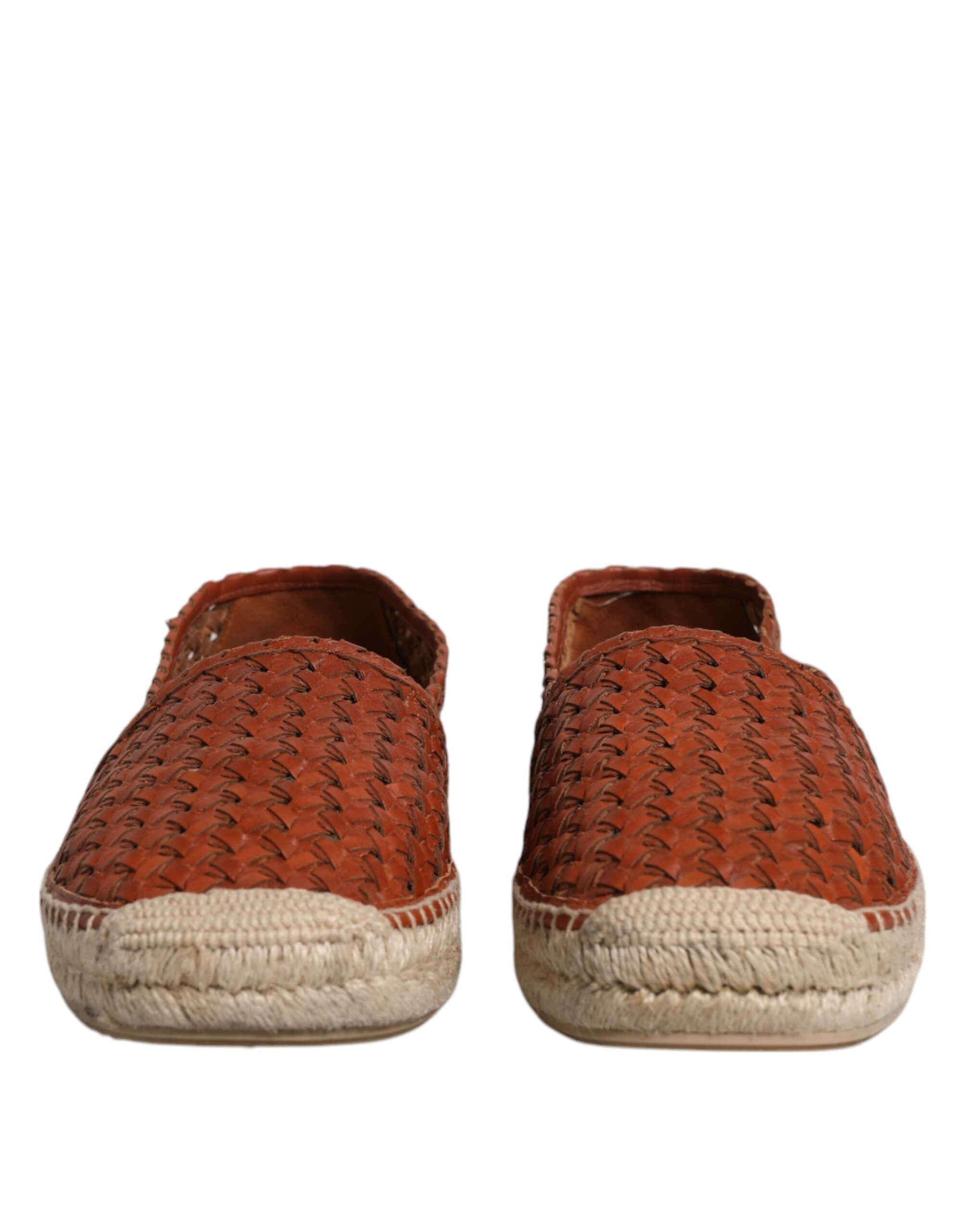 Maroon Woven Leather Men Espadrille Shoes - ventzia