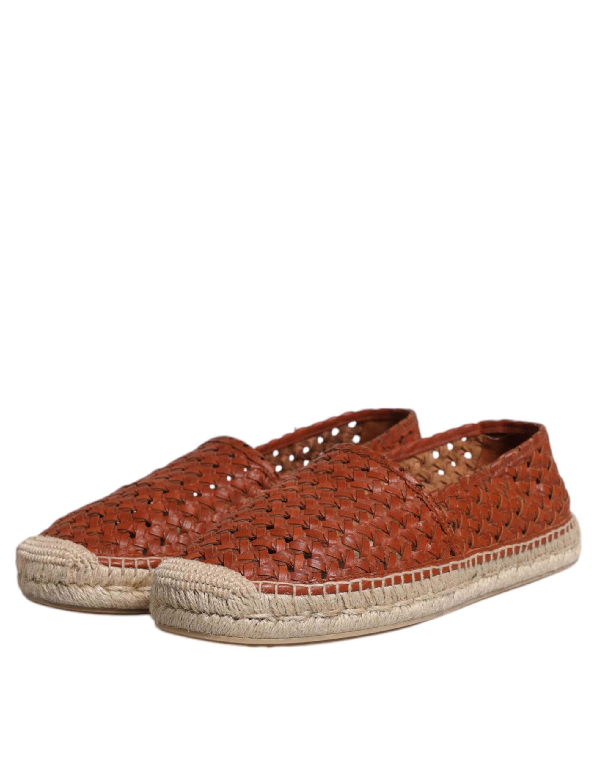Maroon Woven Leather Men Espadrille Shoes - ventzia