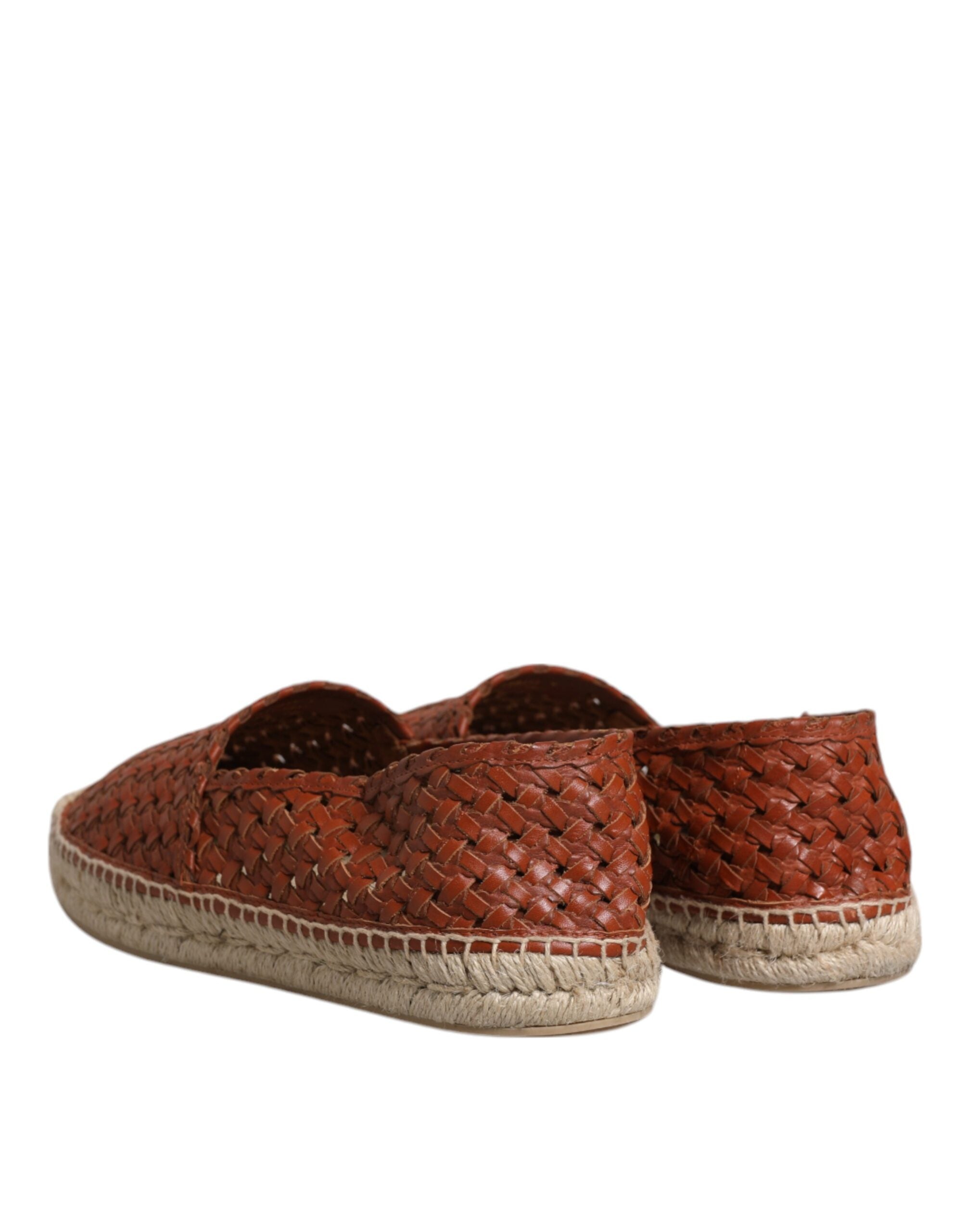 Maroon Woven Leather Men Espadrille Shoes - ventzia