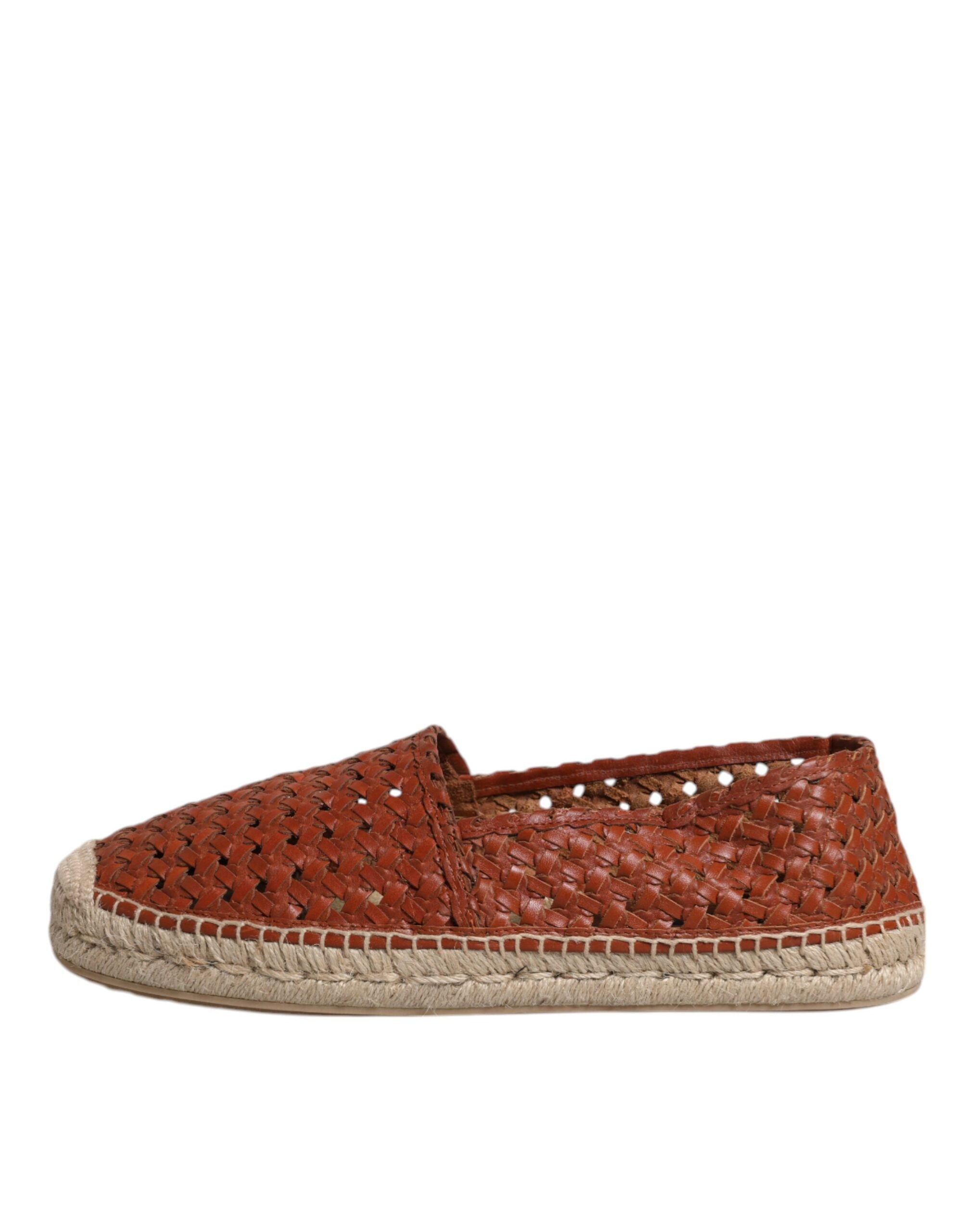 Maroon Woven Leather Men Espadrille Shoes - ventzia
