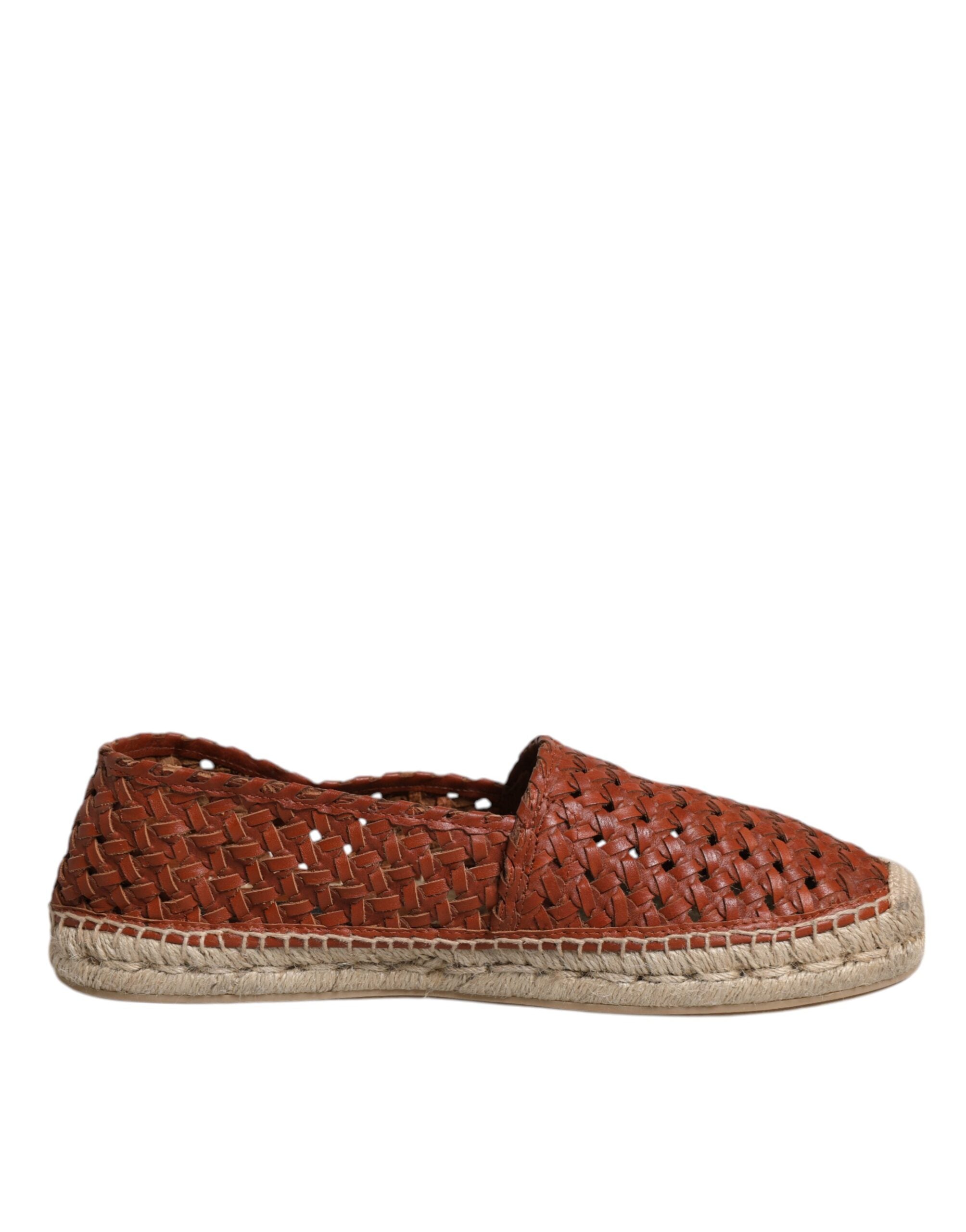 Maroon Woven Leather Men Espadrille Shoes - ventzia