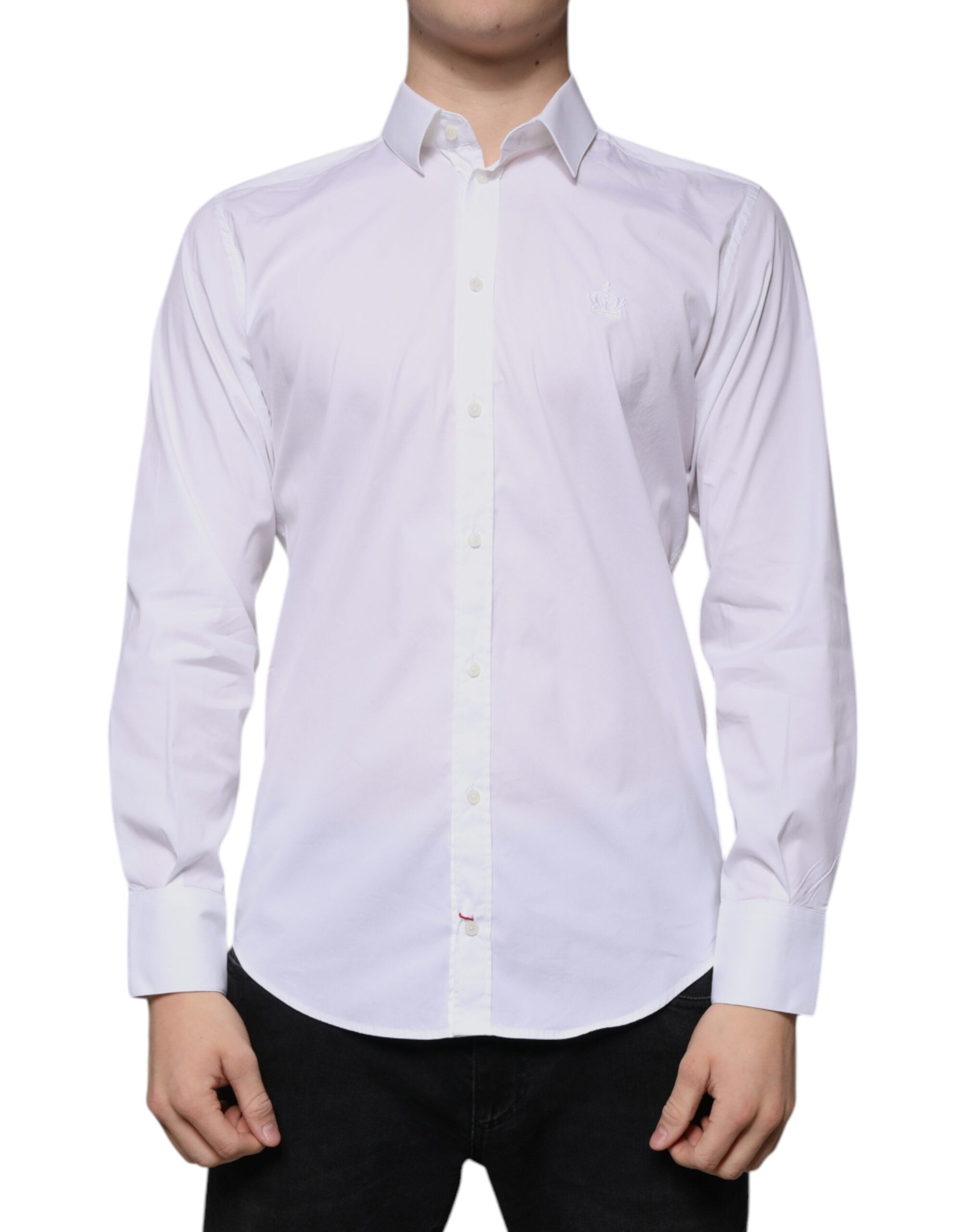 White Cotton Blend Men MARTINI Dress Shirt - ventzia