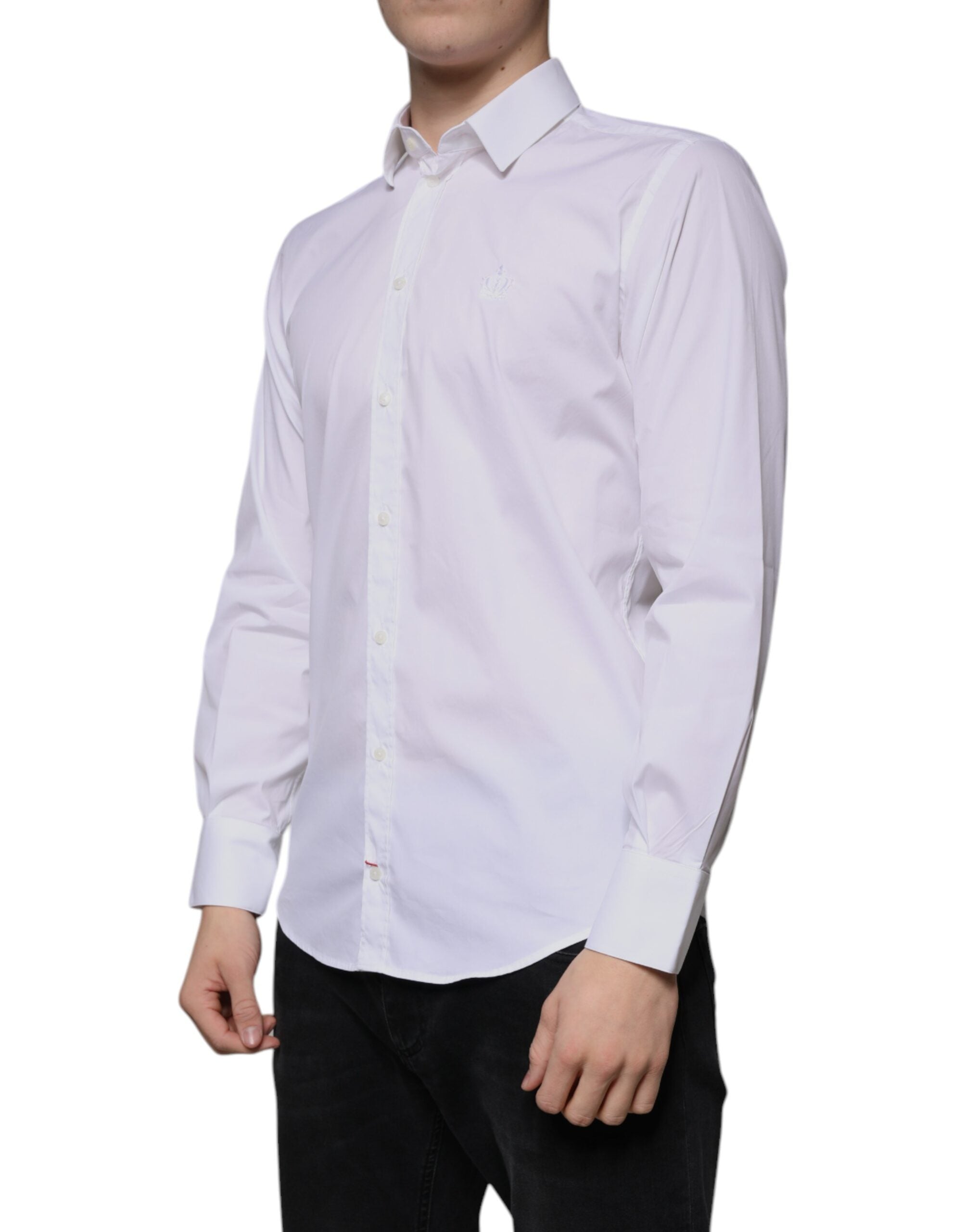 White Cotton Blend Men MARTINI Dress Shirt - ventzia