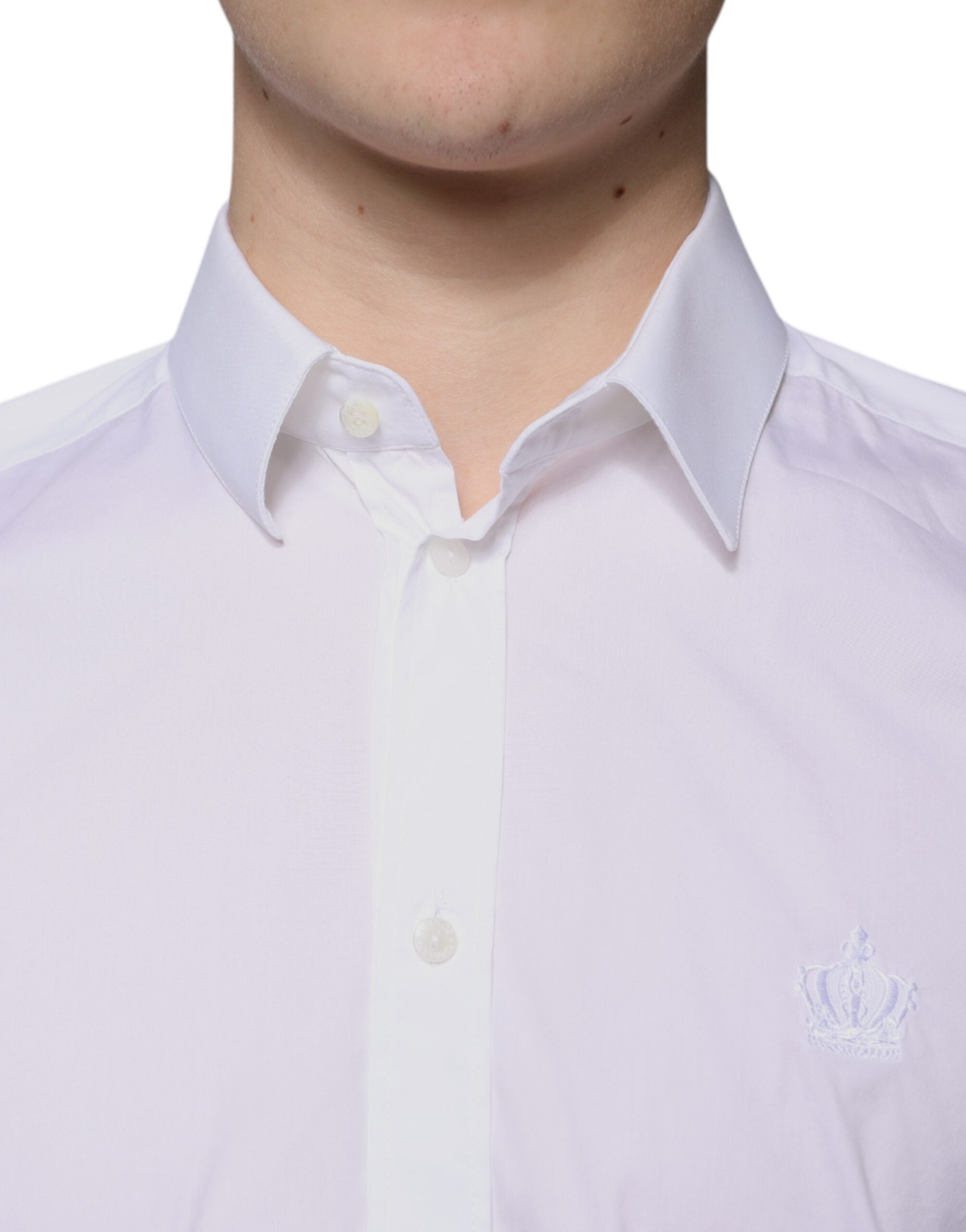 White Cotton Blend Men MARTINI Dress Shirt - ventzia
