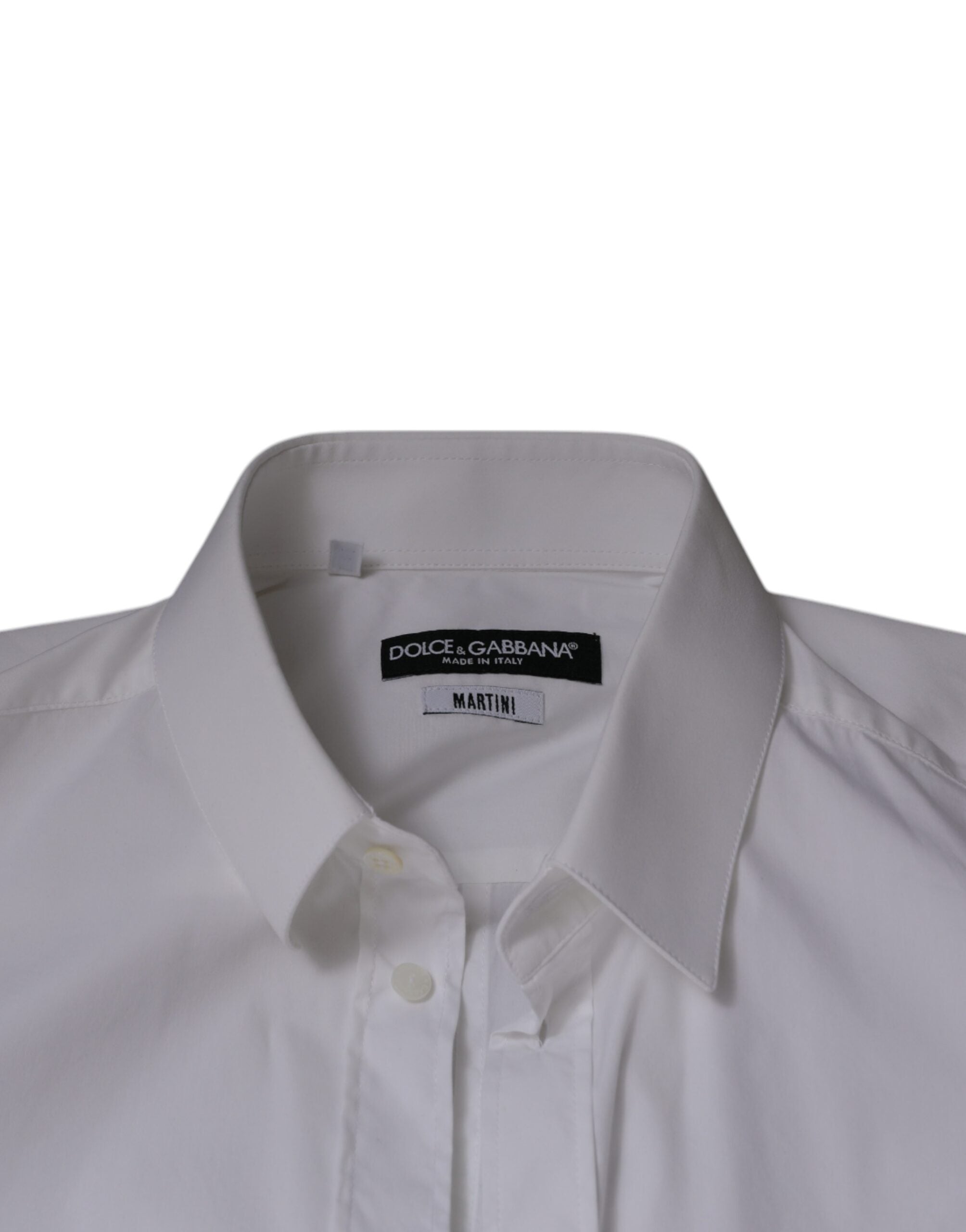 White Cotton Blend Men MARTINI Dress Shirt - ventzia