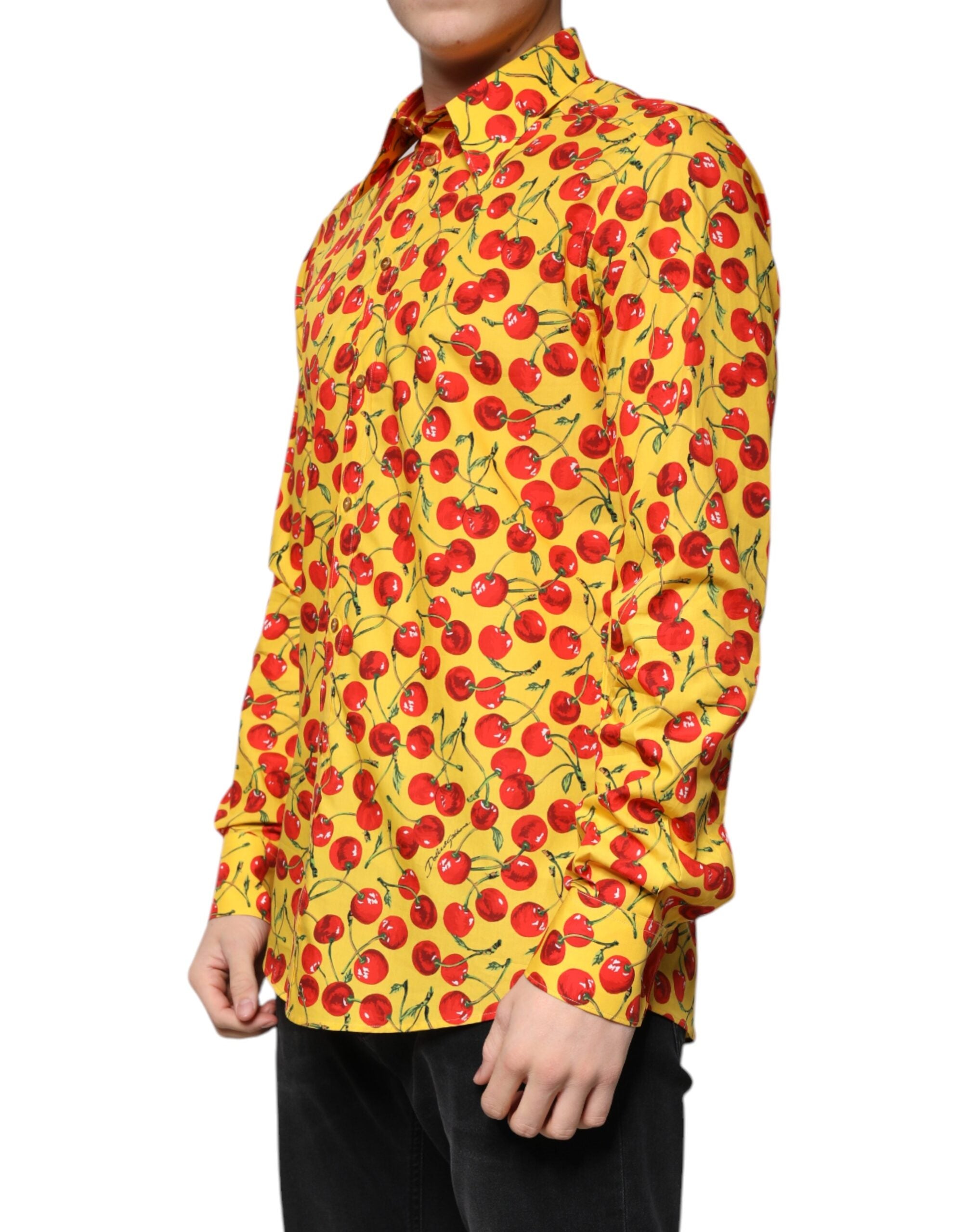 Yellow Cherry Cotton MARTINI Dress Shirt - ventzia