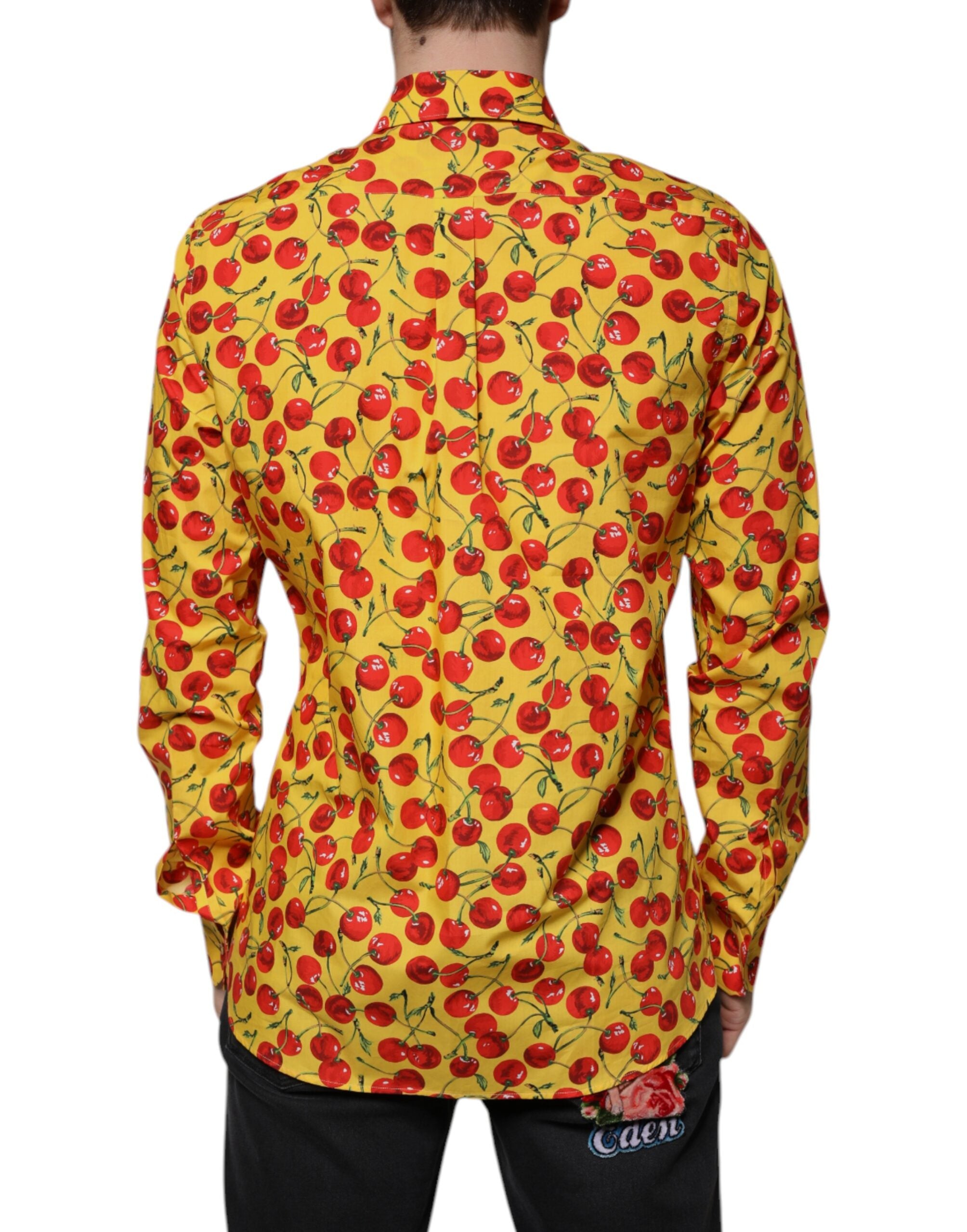 Yellow Cherry Cotton MARTINI Dress Shirt - ventzia