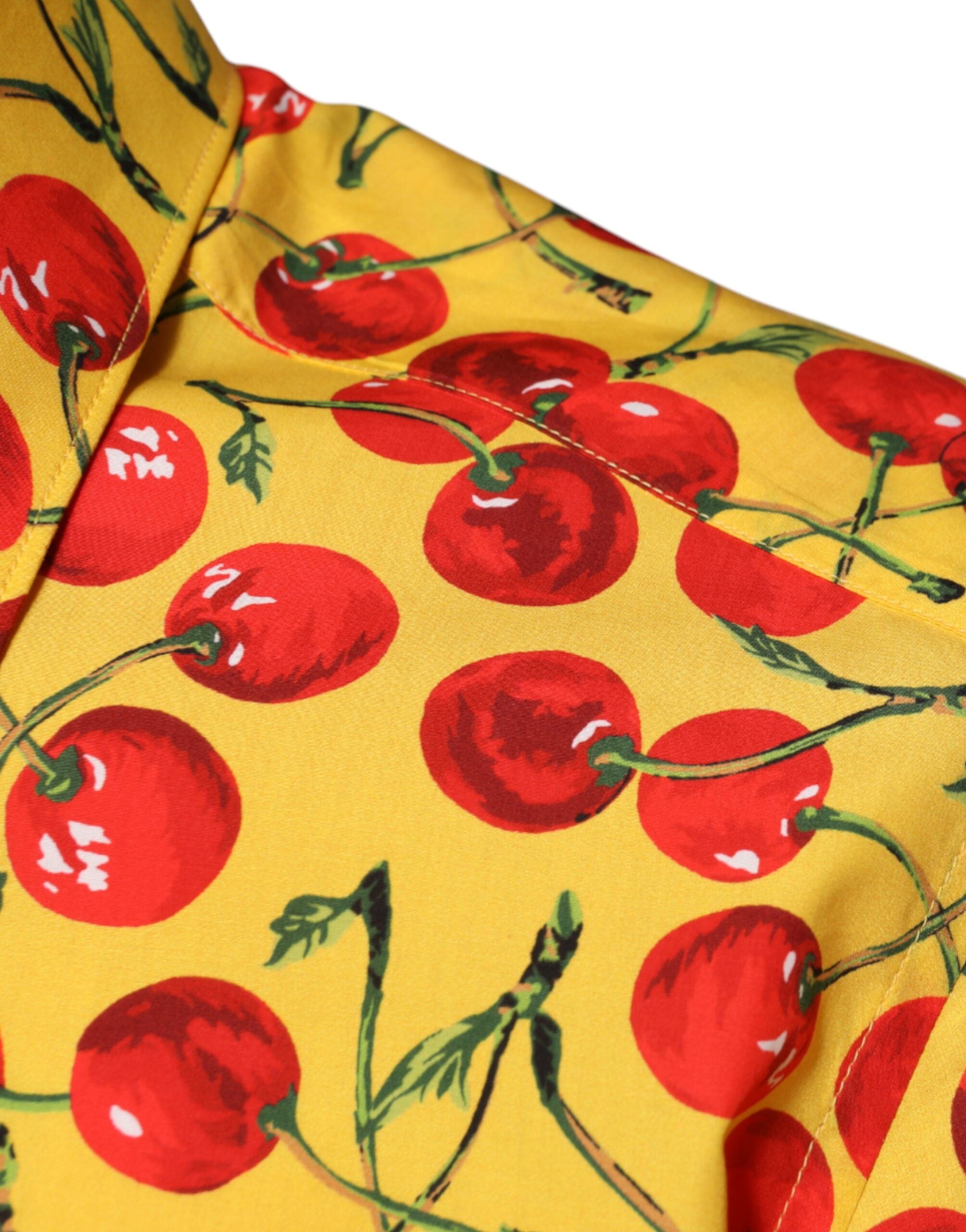 Yellow Cherry Cotton MARTINI Dress Shirt - ventzia