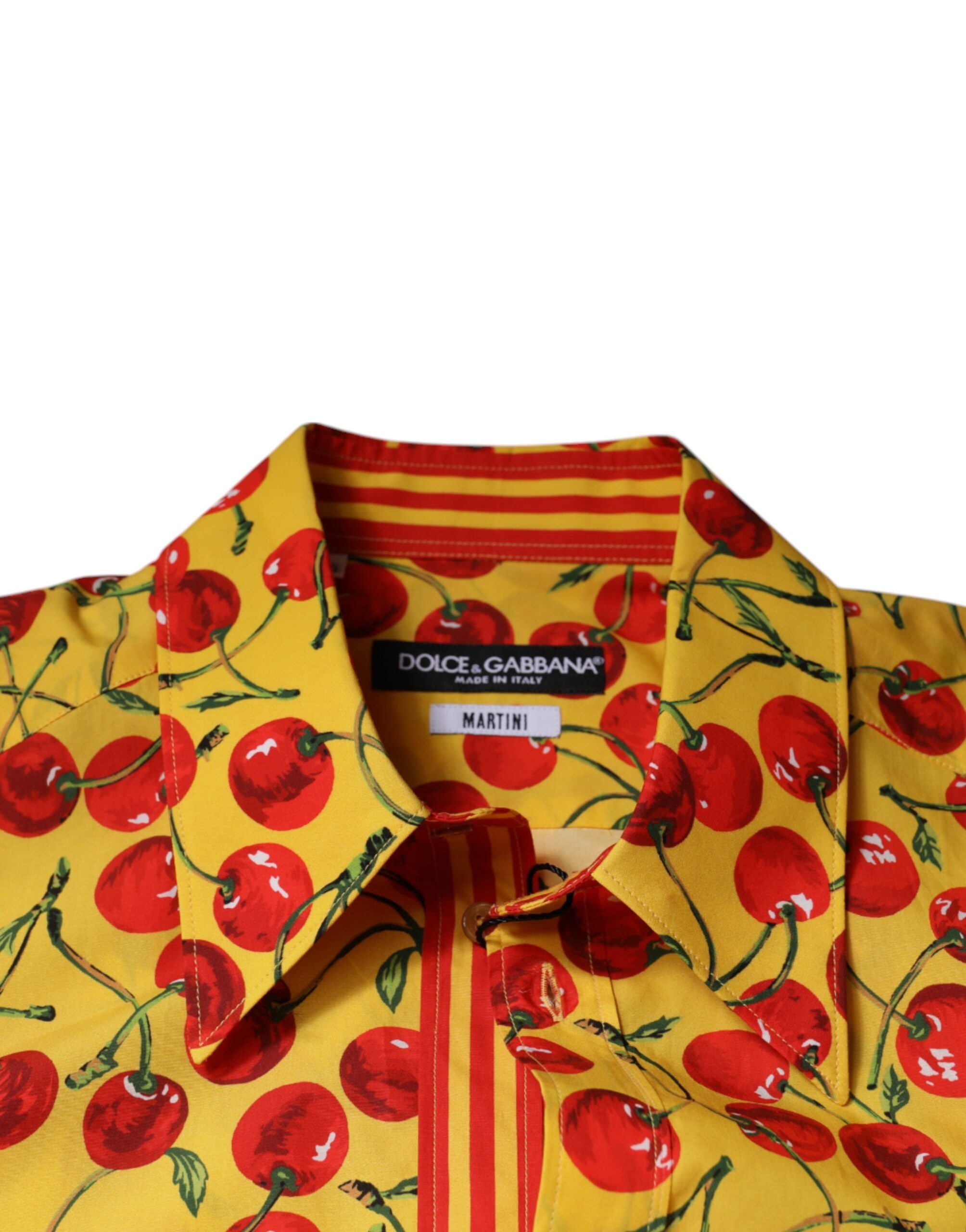 Yellow Cherry Cotton MARTINI Dress Shirt - ventzia