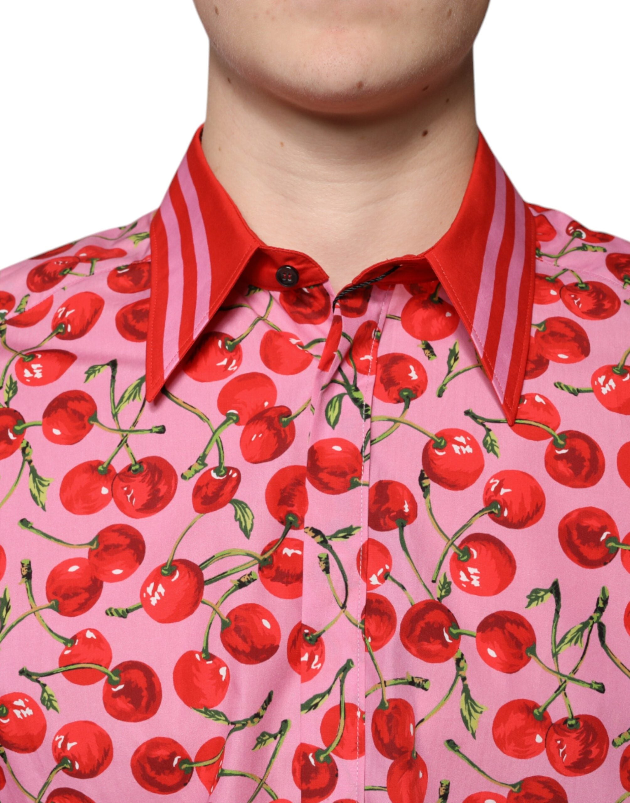 Pink Cherry Cotton Formal MARTINI Dress Shirt - ventzia