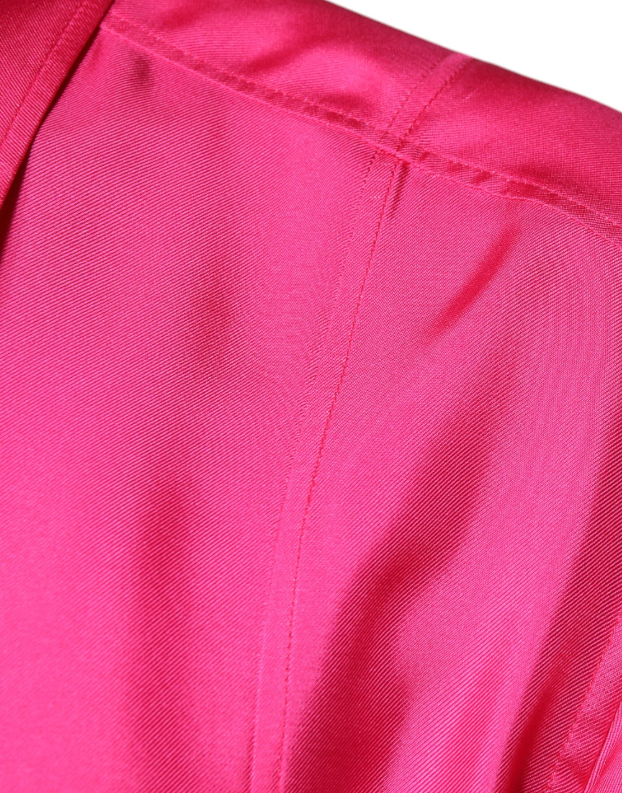 Pink Silk Collared Button Down Men Shirt - ventzia