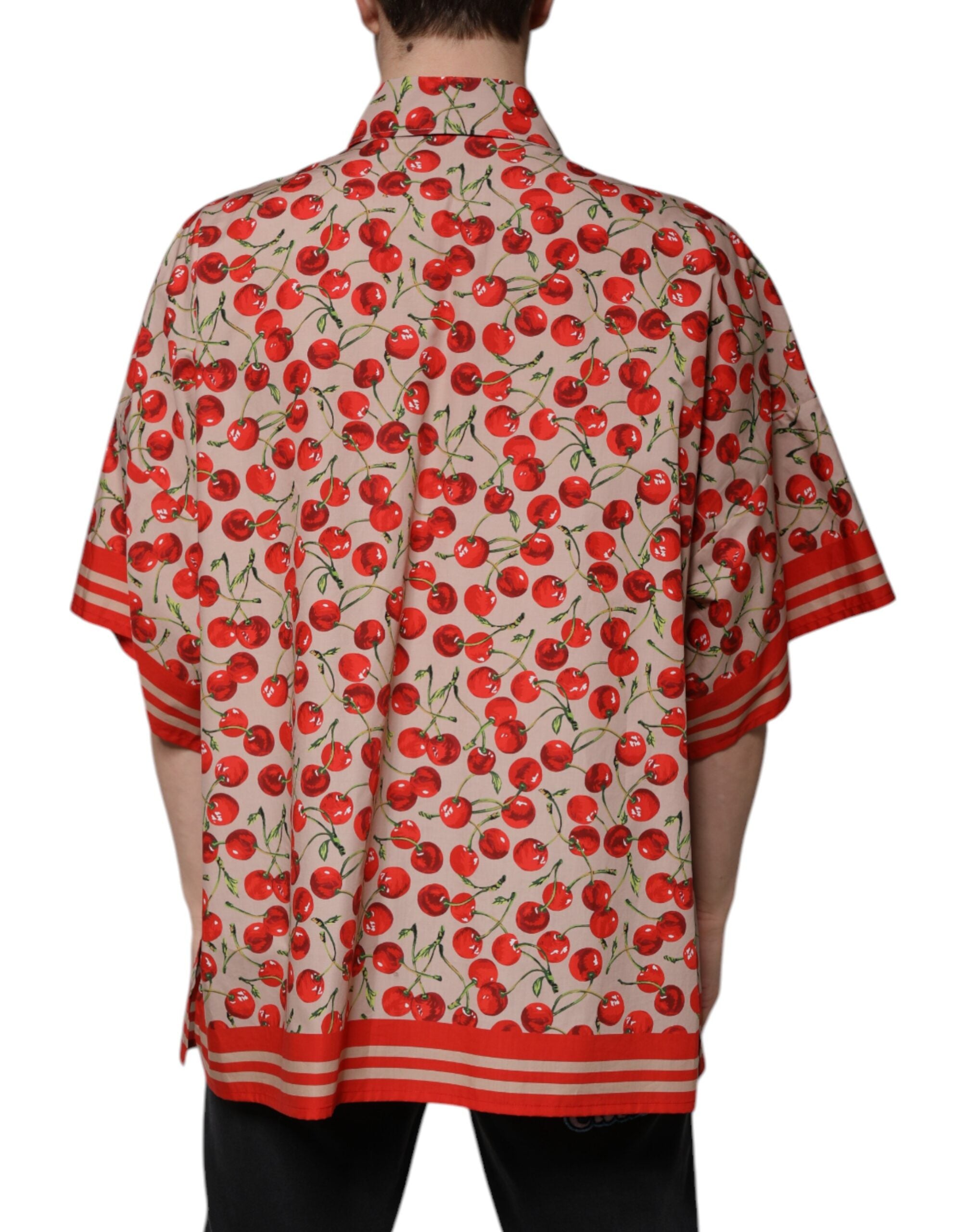 Beige Cherry Button Down Men Casual Shirt - ventzia