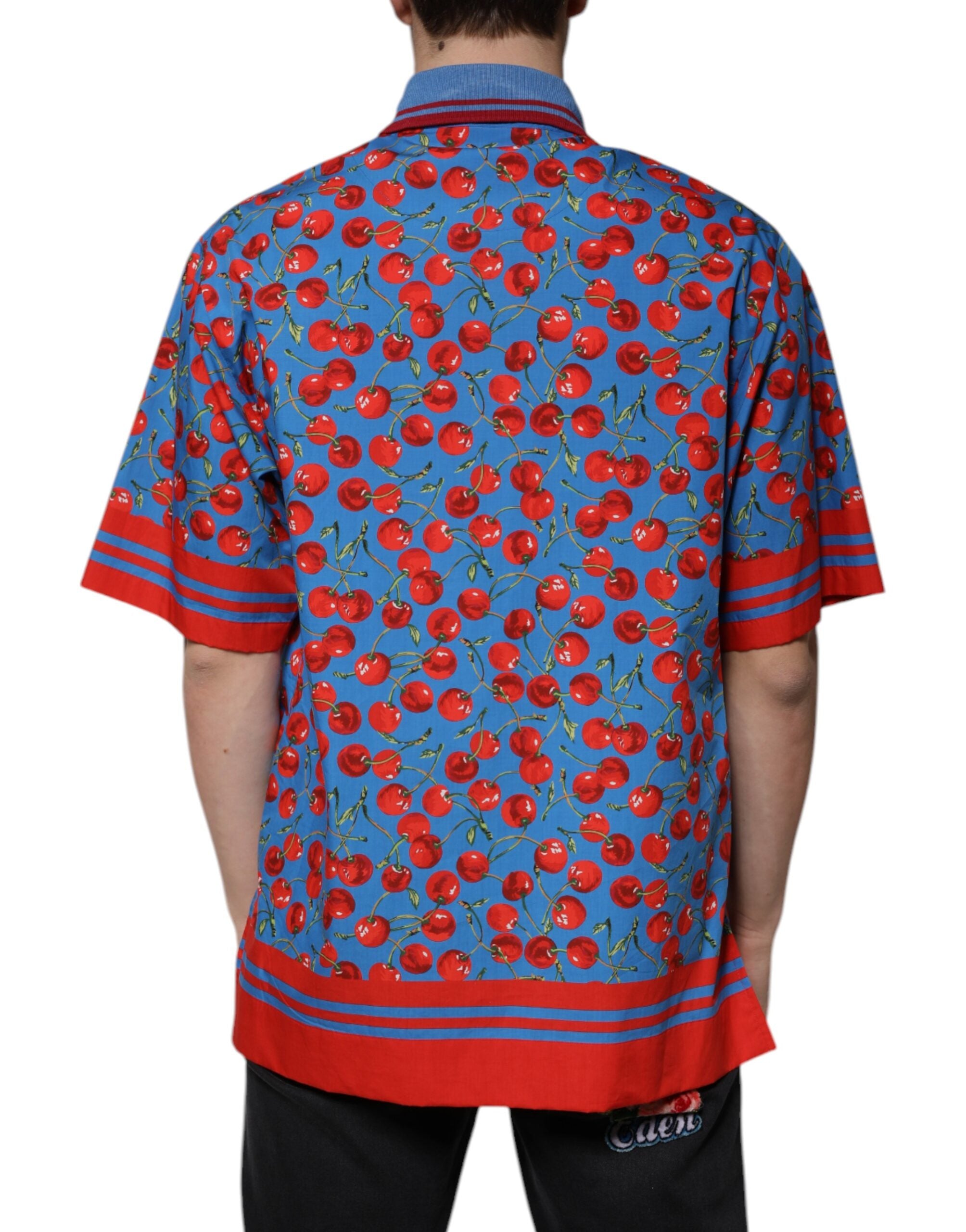 Blue Cherry Cotton Collared Men Polo T-shirt - ventzia