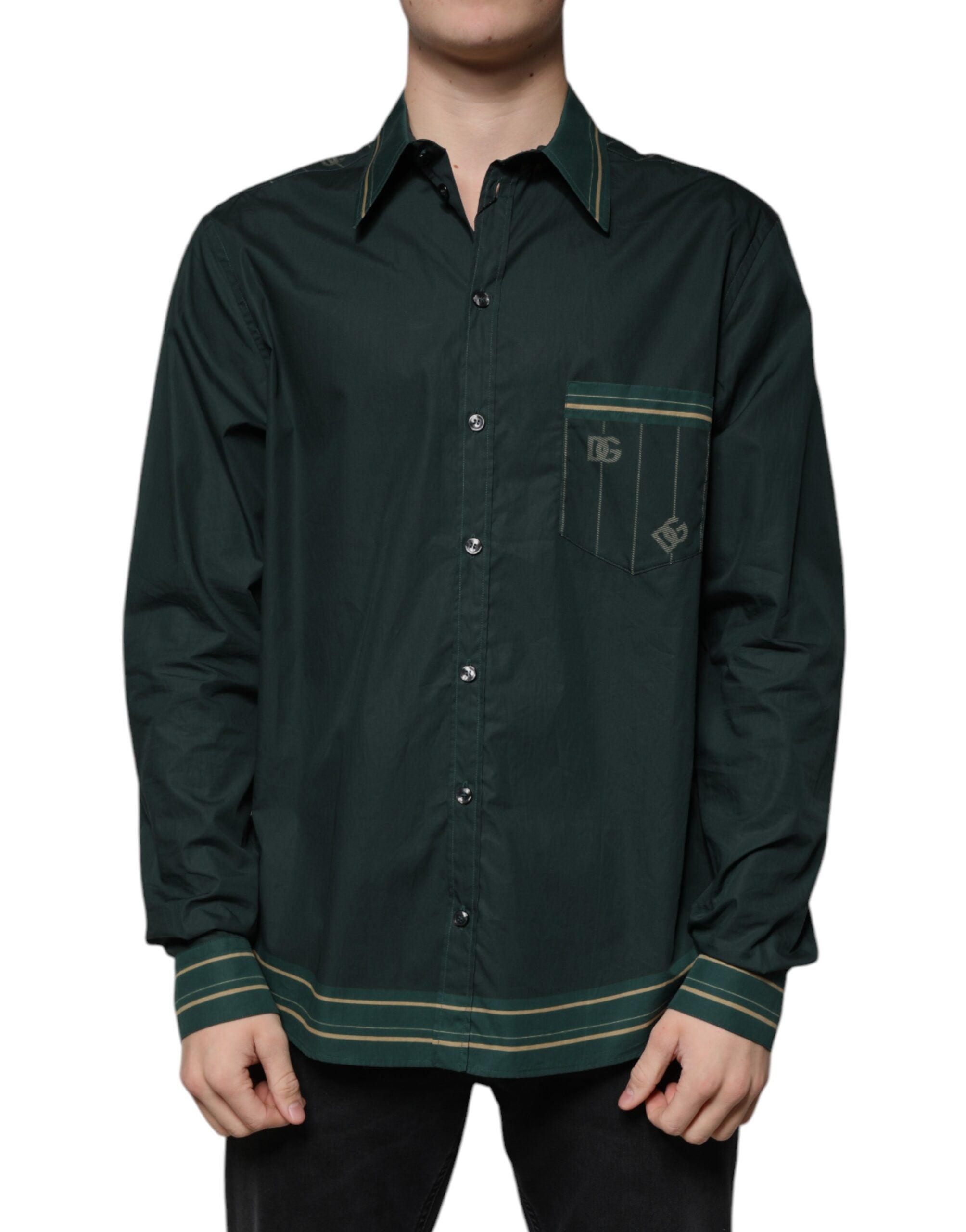 Green Logo Long Sleeve MARTINI Casual Shirt - ventzia