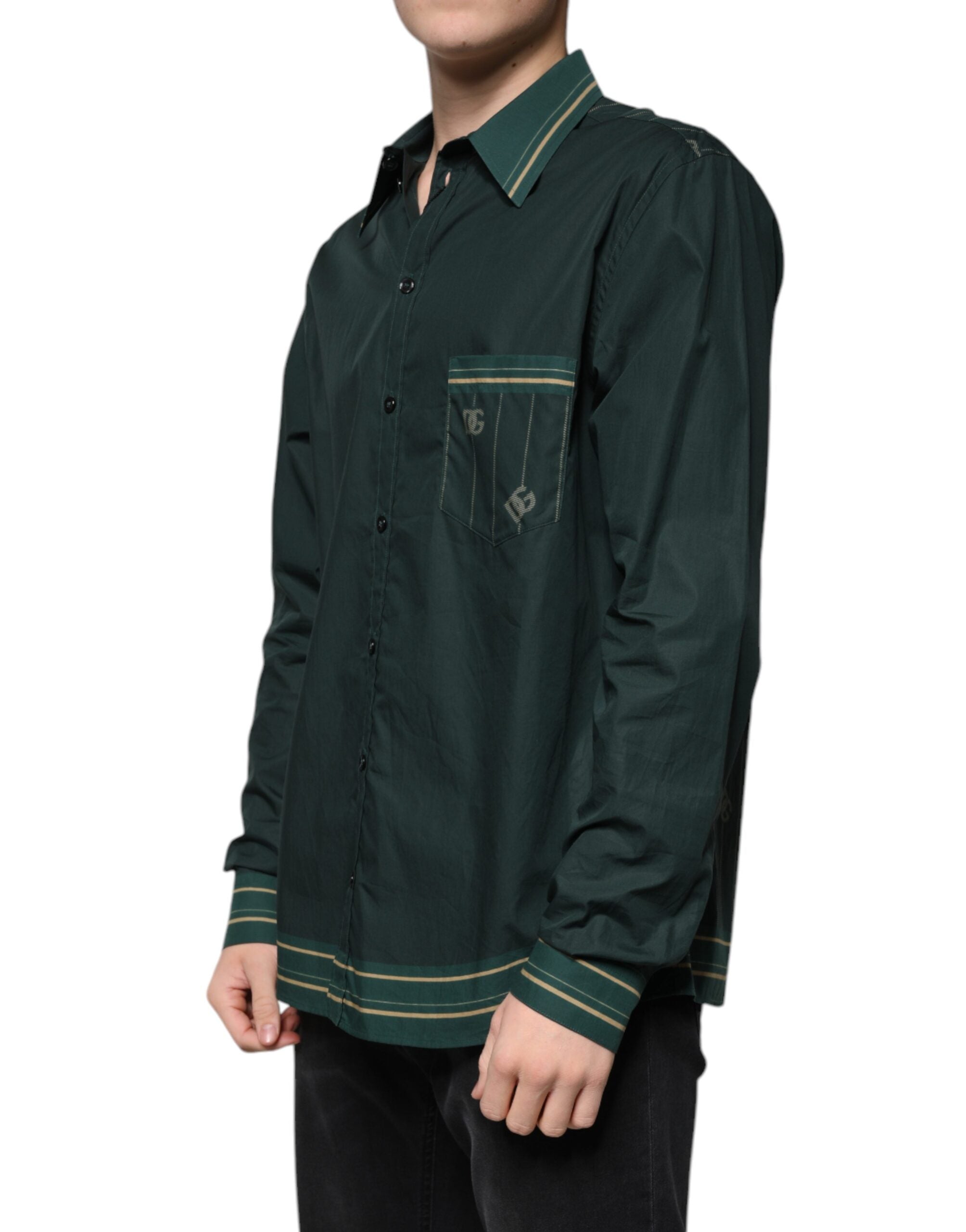 Green Logo Long Sleeve MARTINI Casual Shirt - ventzia