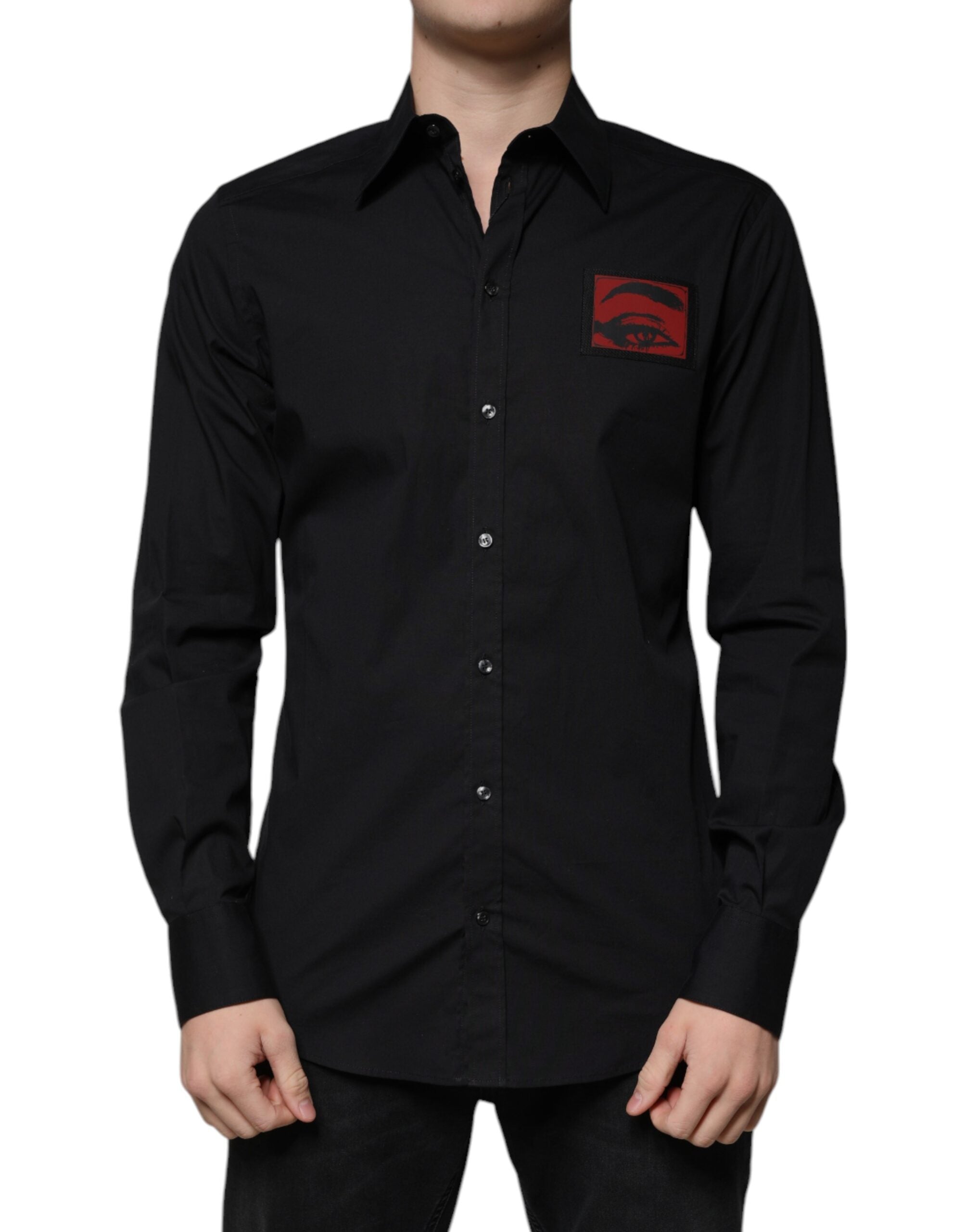 Black Eye Patch Long Sleeve GOLD Dress Shirt - ventzia