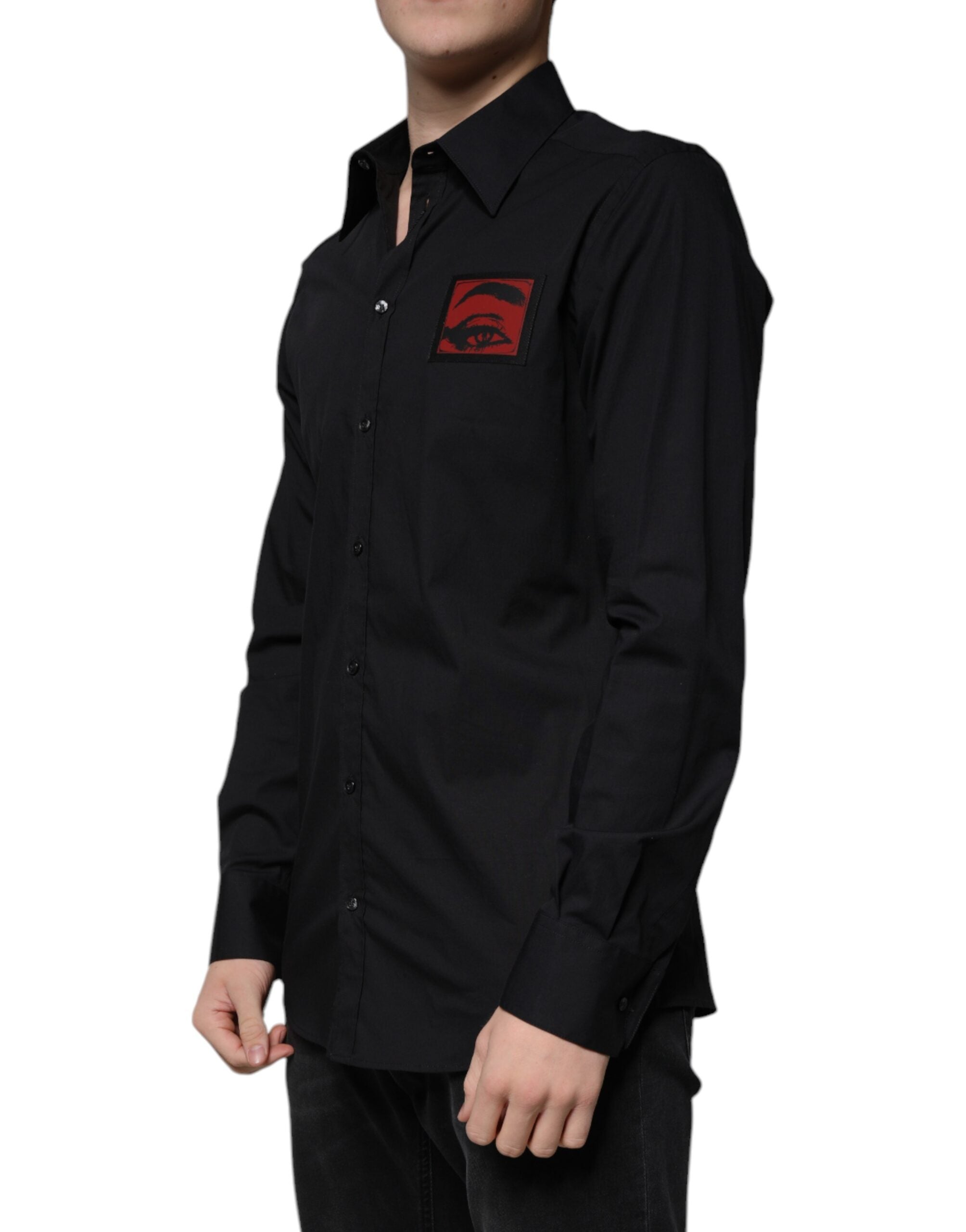 Black Eye Patch Long Sleeve GOLD Dress Shirt - ventzia