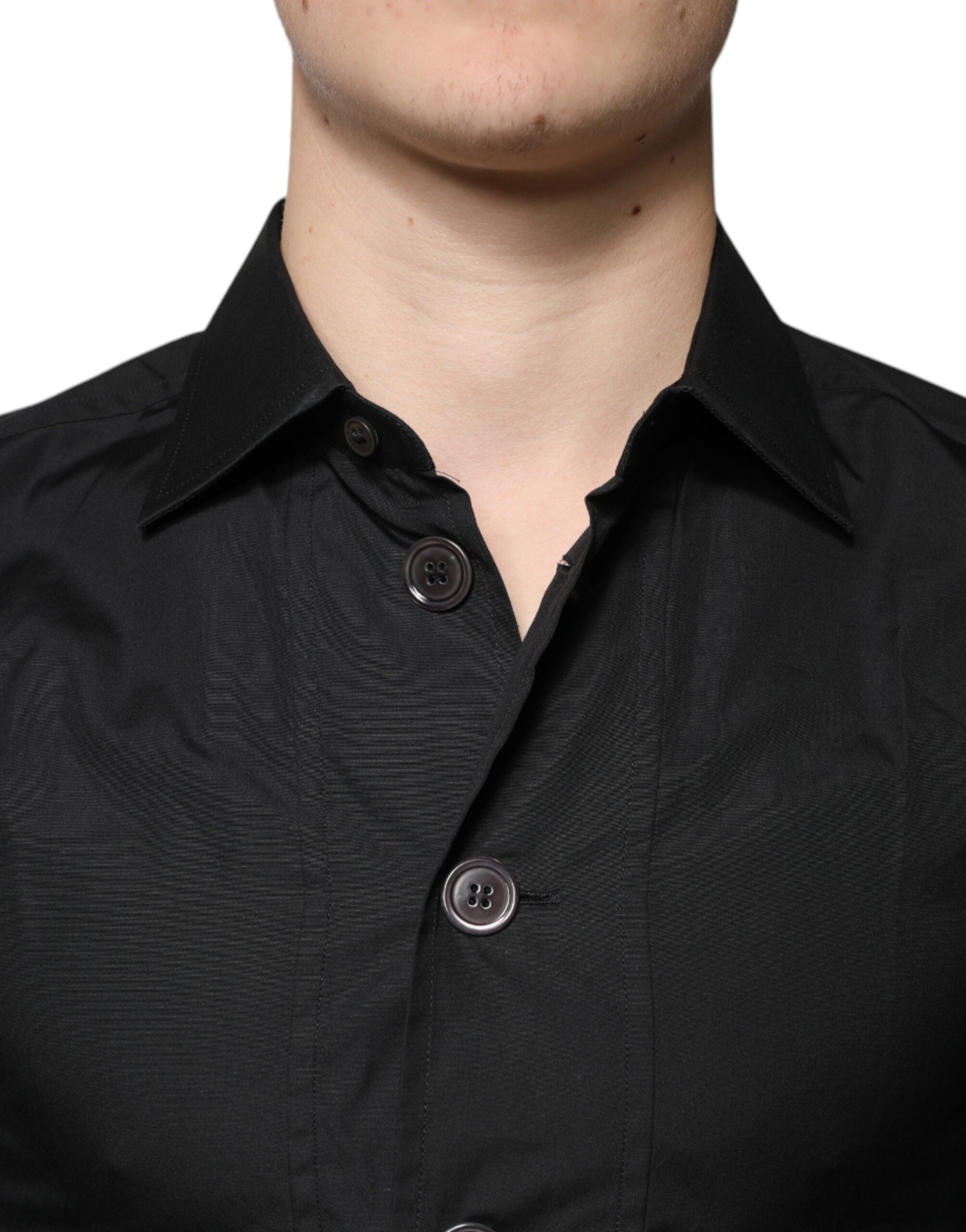 Black Cotton Formal Long Sleeves Dress Shirt - ventzia