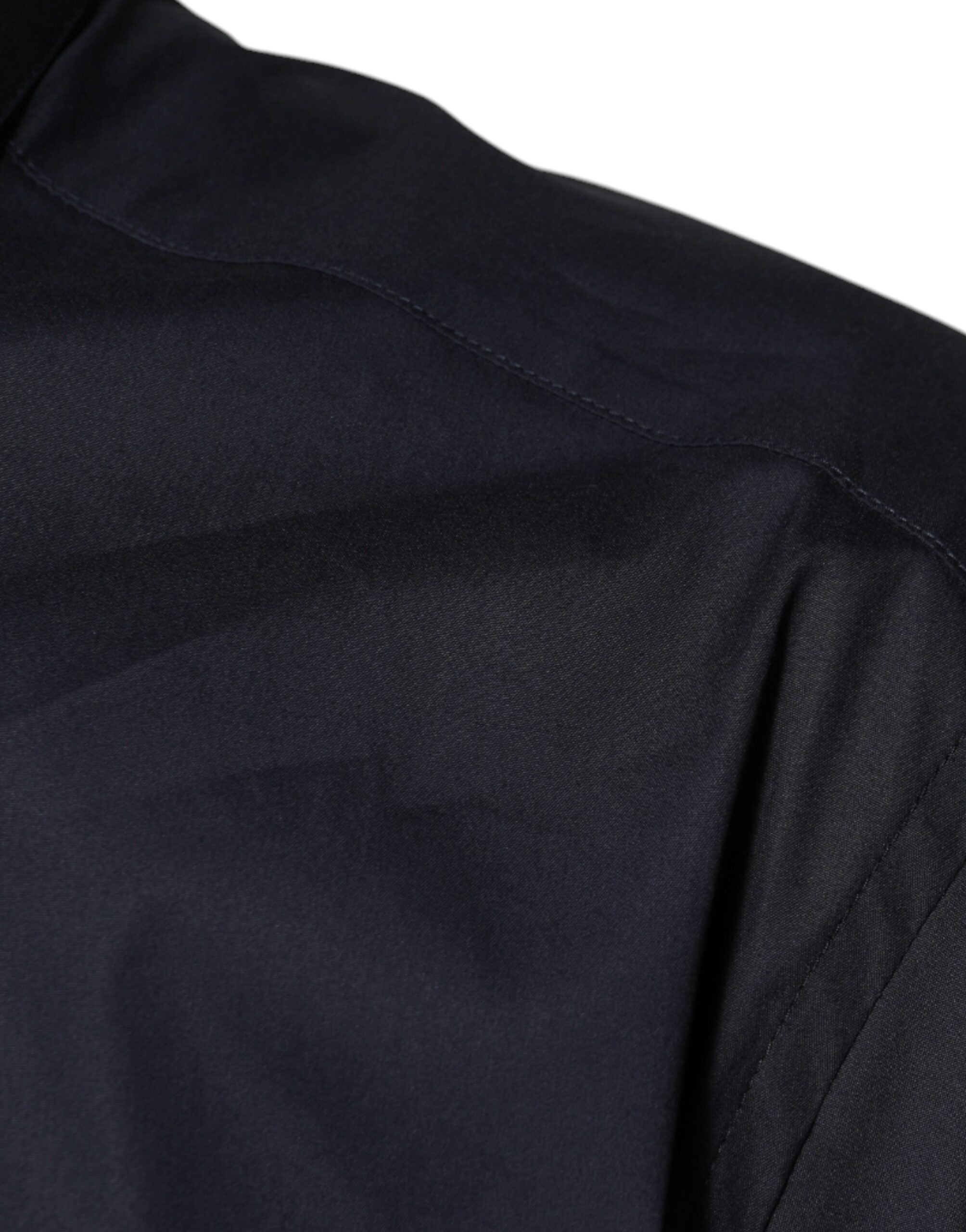 Black Cotton Blend Formal GOLD Dress Shirt - ventzia