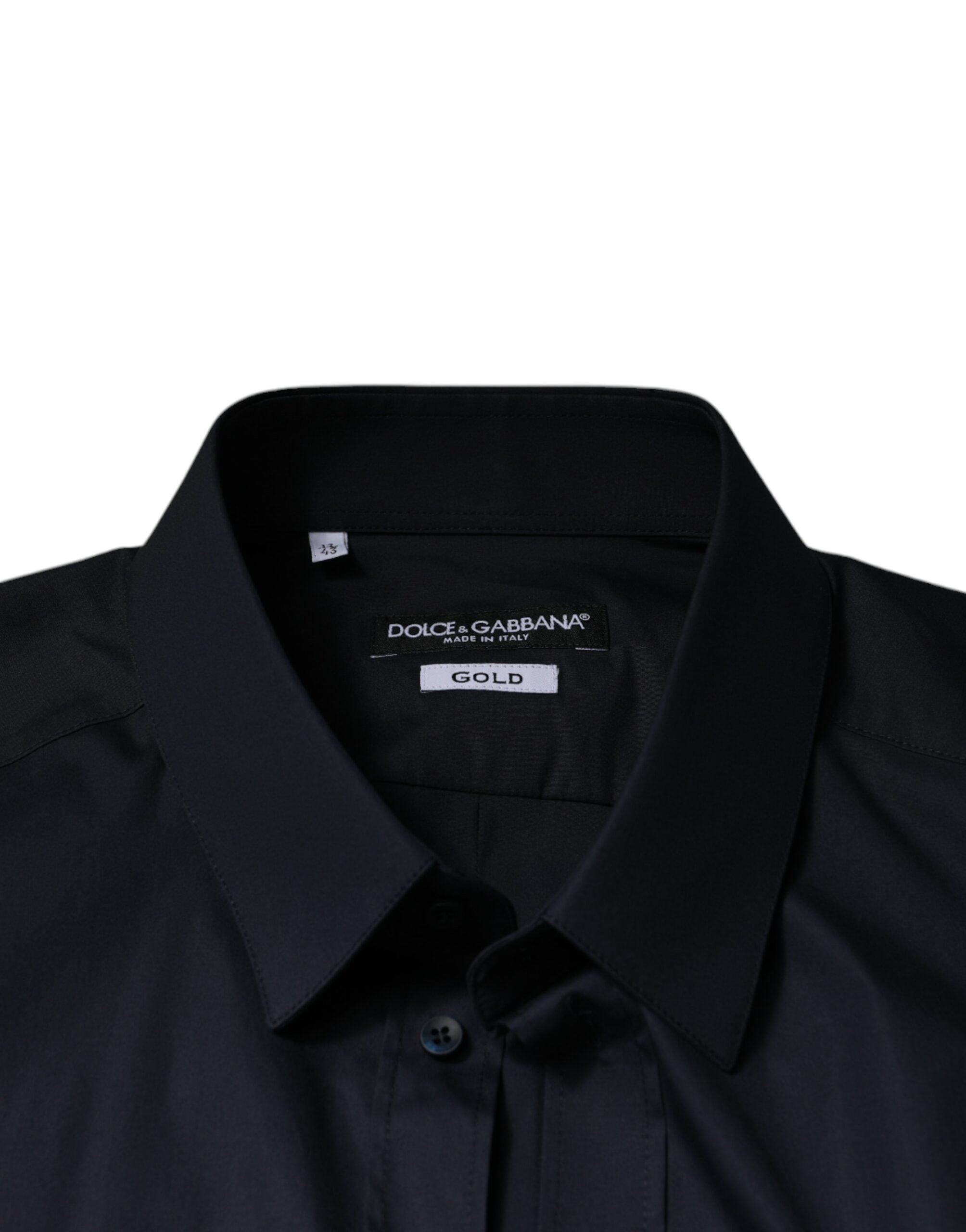 Black Cotton Blend Formal GOLD Dress Shirt - ventzia