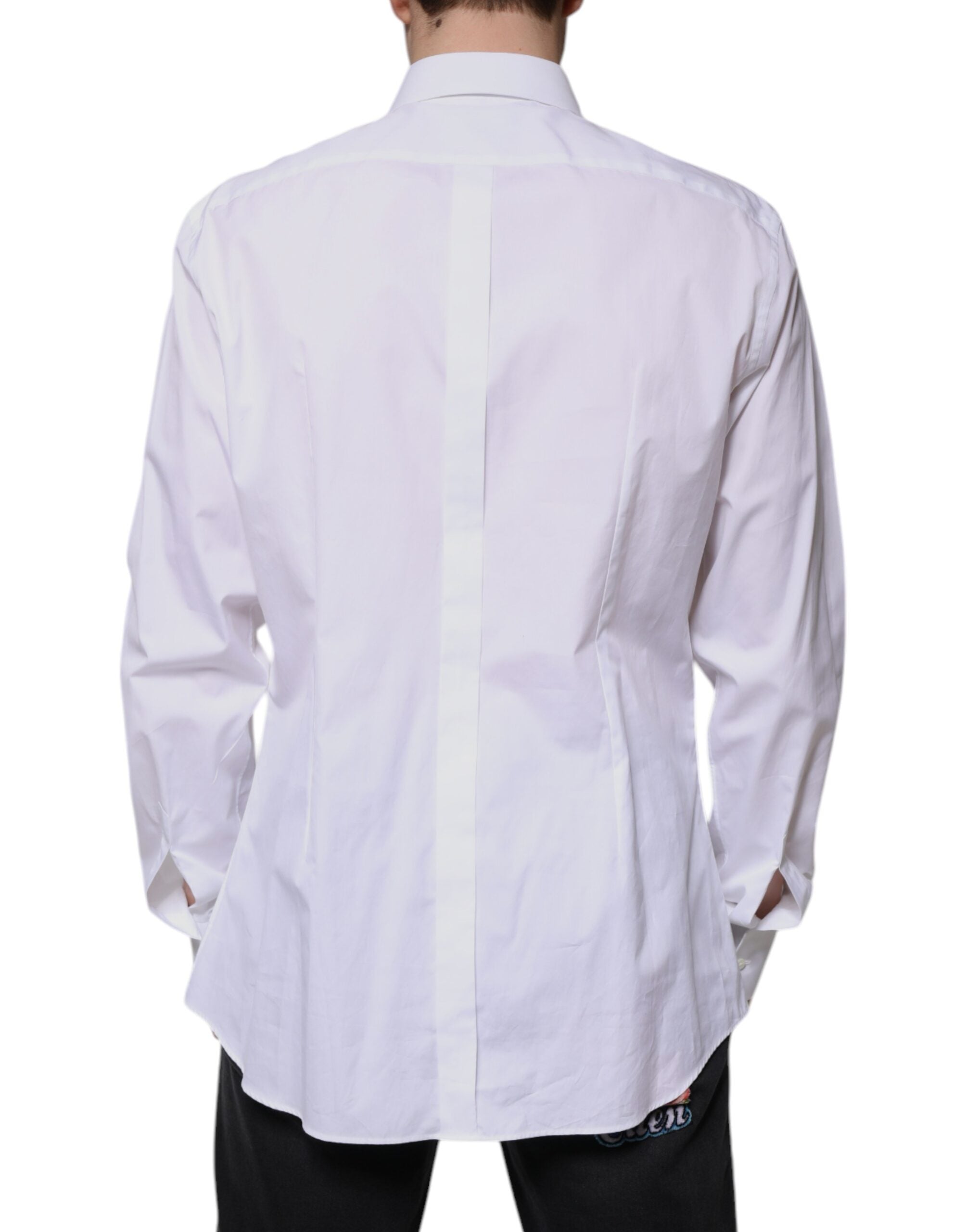 White Bib Cotton Poplin GOLD Formal Shirt - ventzia