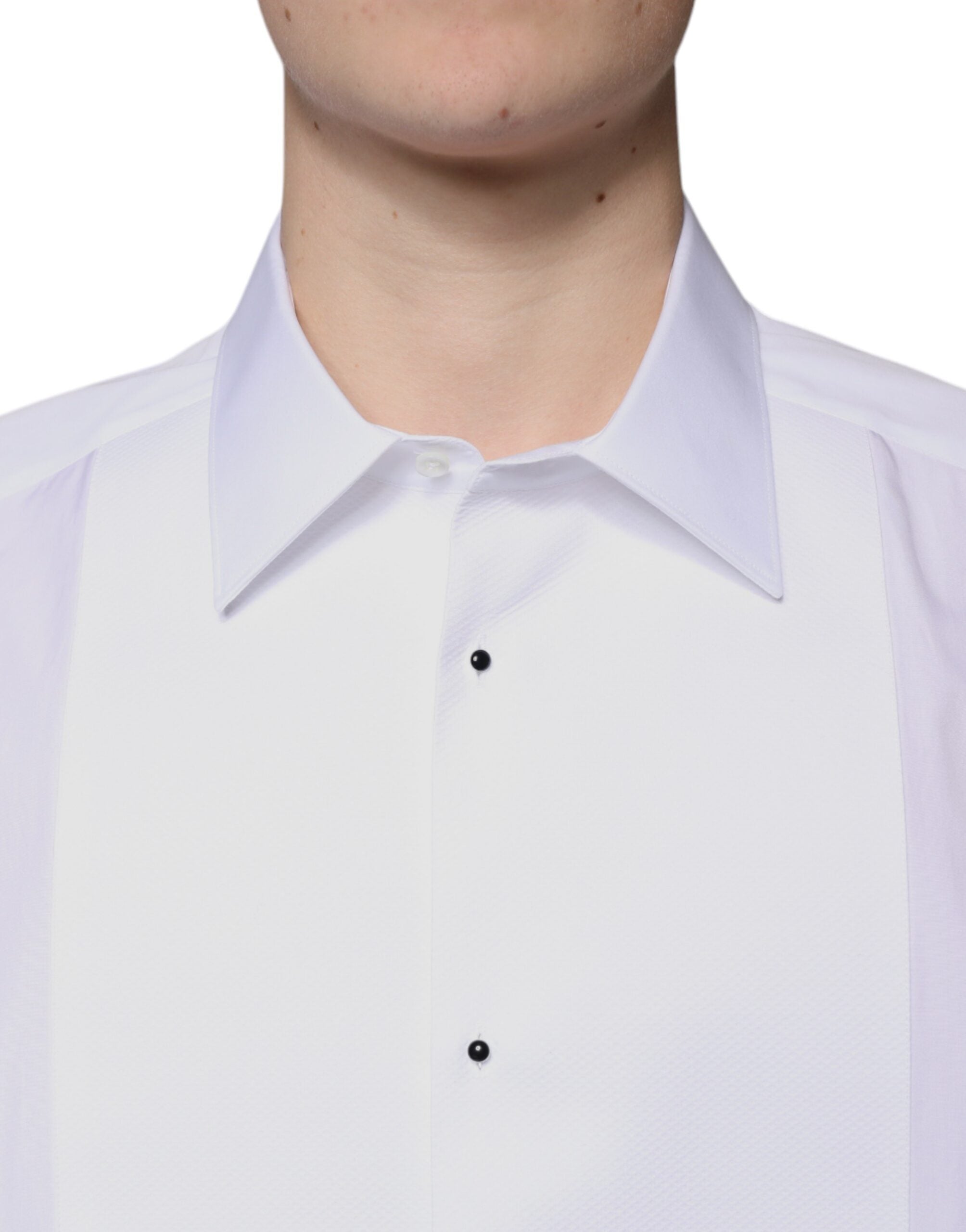 White Bib Cotton Poplin GOLD Formal Shirt - ventzia